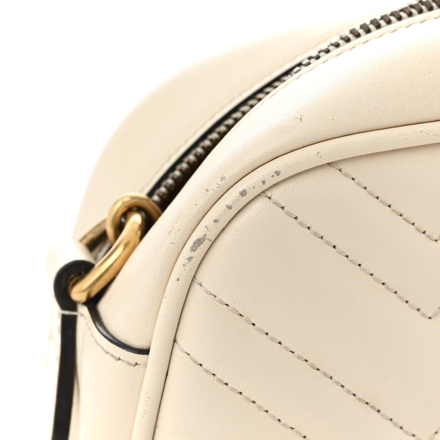 Calfskin Matelasse Small GG Marmont Chain Shoulder Bag White