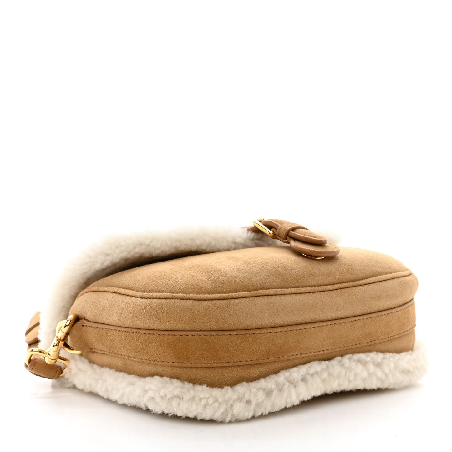 Suede Shearling Medium Bobby Flap Natural