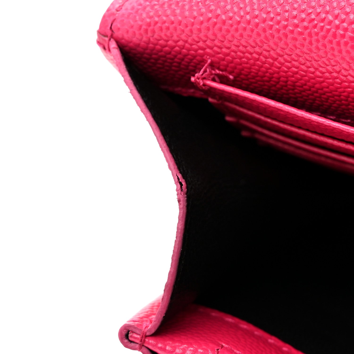 Saint Laurent Grain De Poudre Matelasse Chevron Monogram Chain Wallet Hot Pink 13 of 19