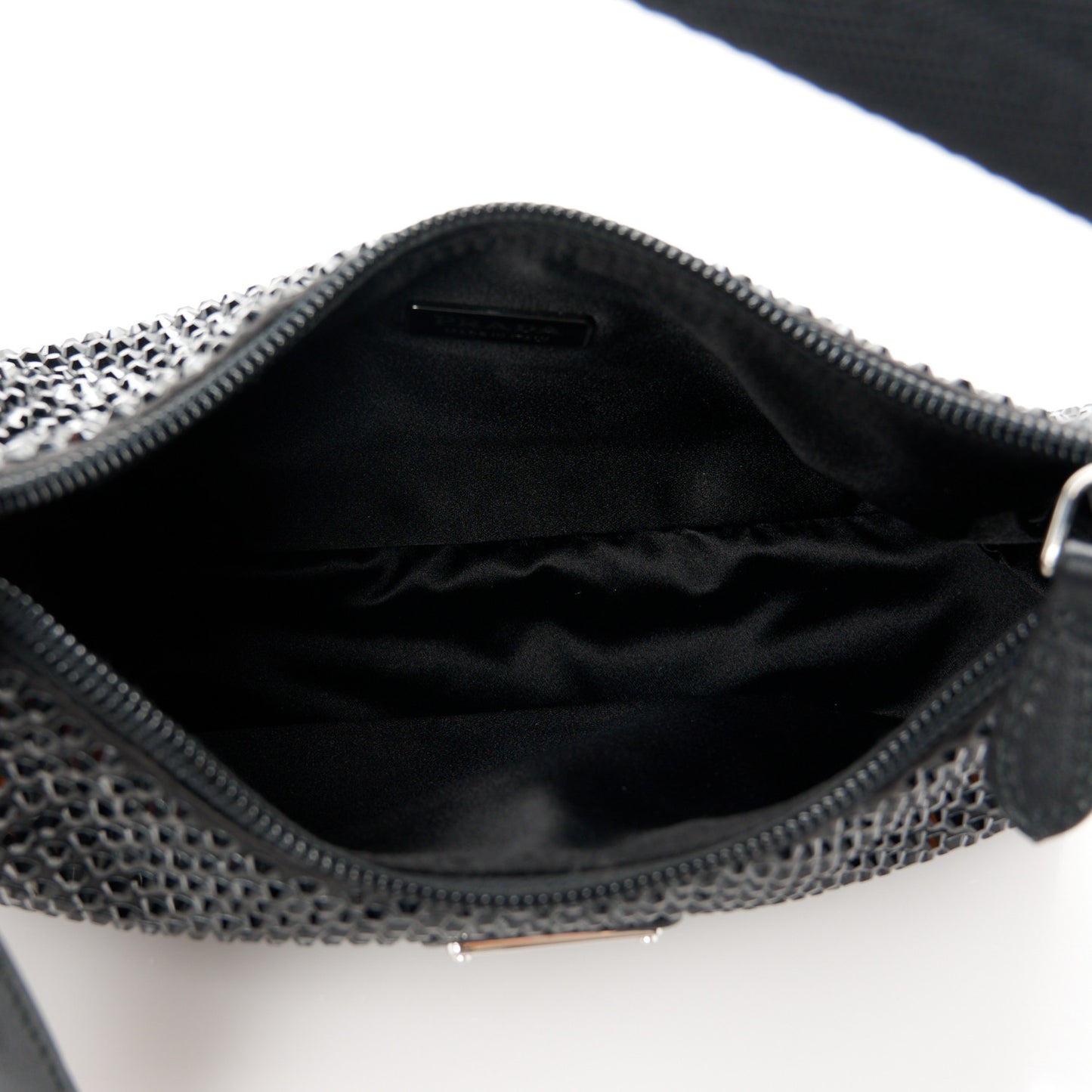 Satin Crystal Mini Re-Edition 2000 Bag Black
