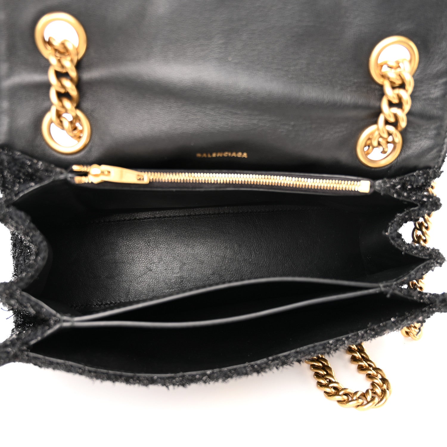 Balenciaga Metallic Tweed Boucle Quilted Small Crush Chain Bag Black 5 of 12