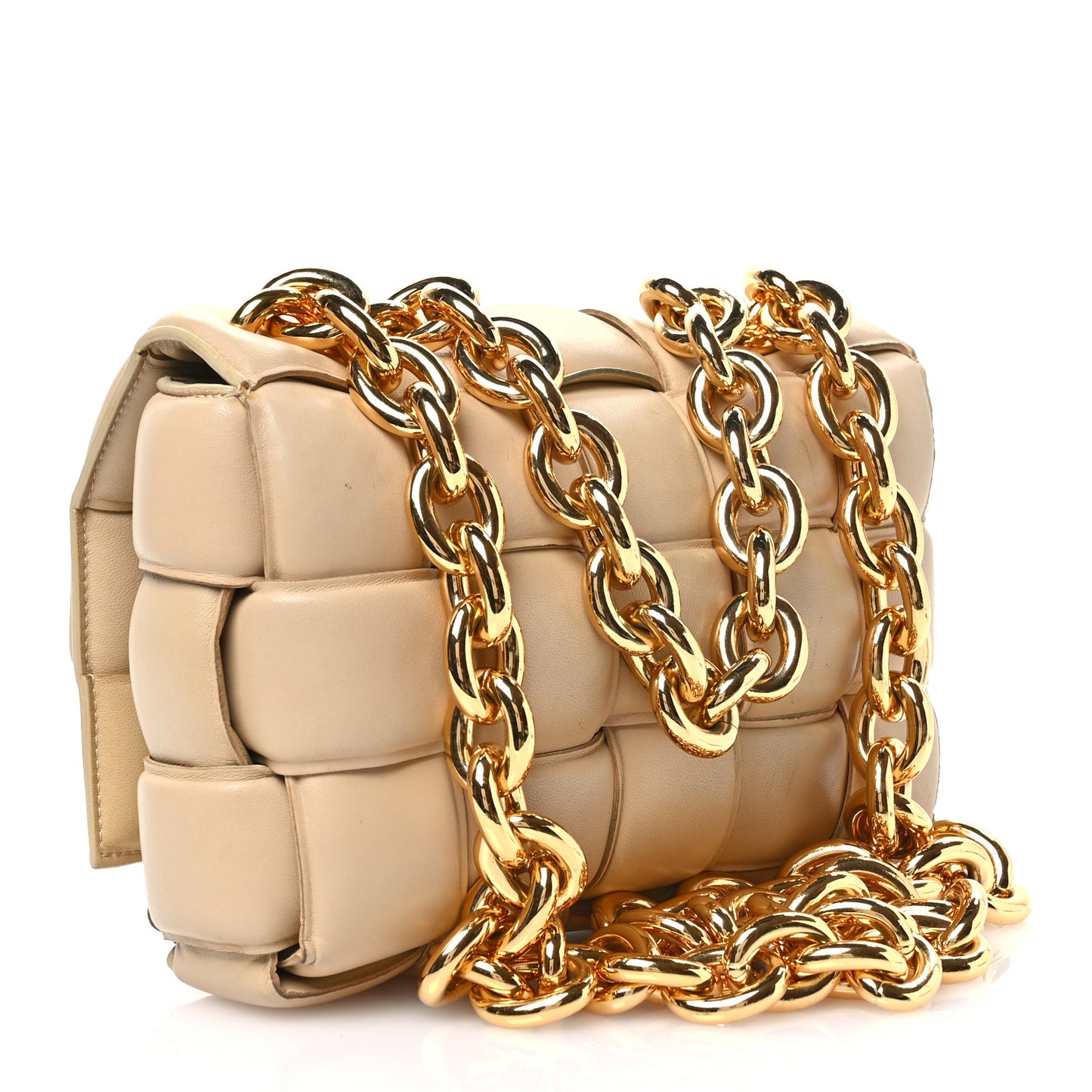 Lambskin Maxi Intrecciato Padded Chain Cassette Crossbody Bag Porridge