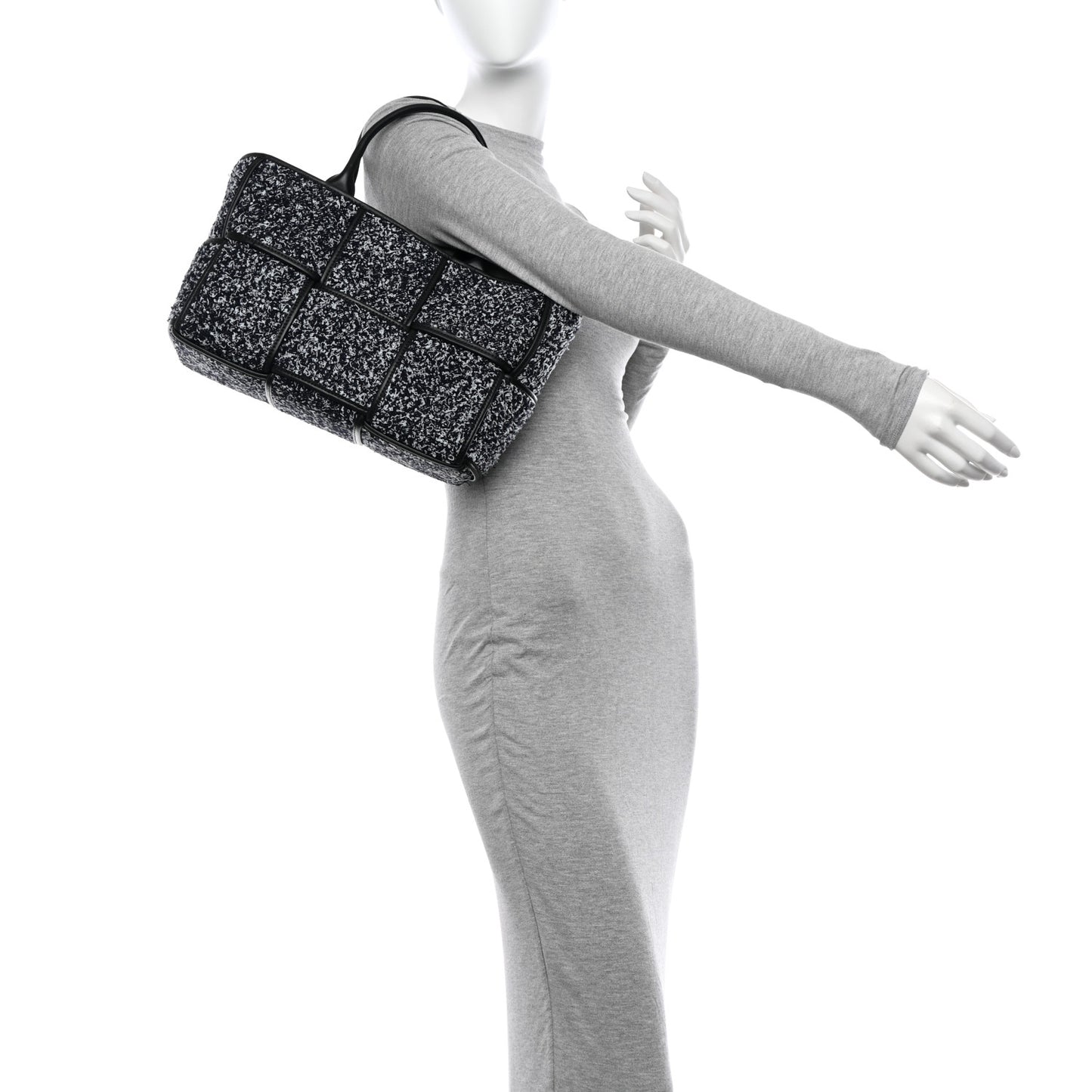 Denim Boucle Maxi Intrecciato Small Arco Tote Midnight Blue