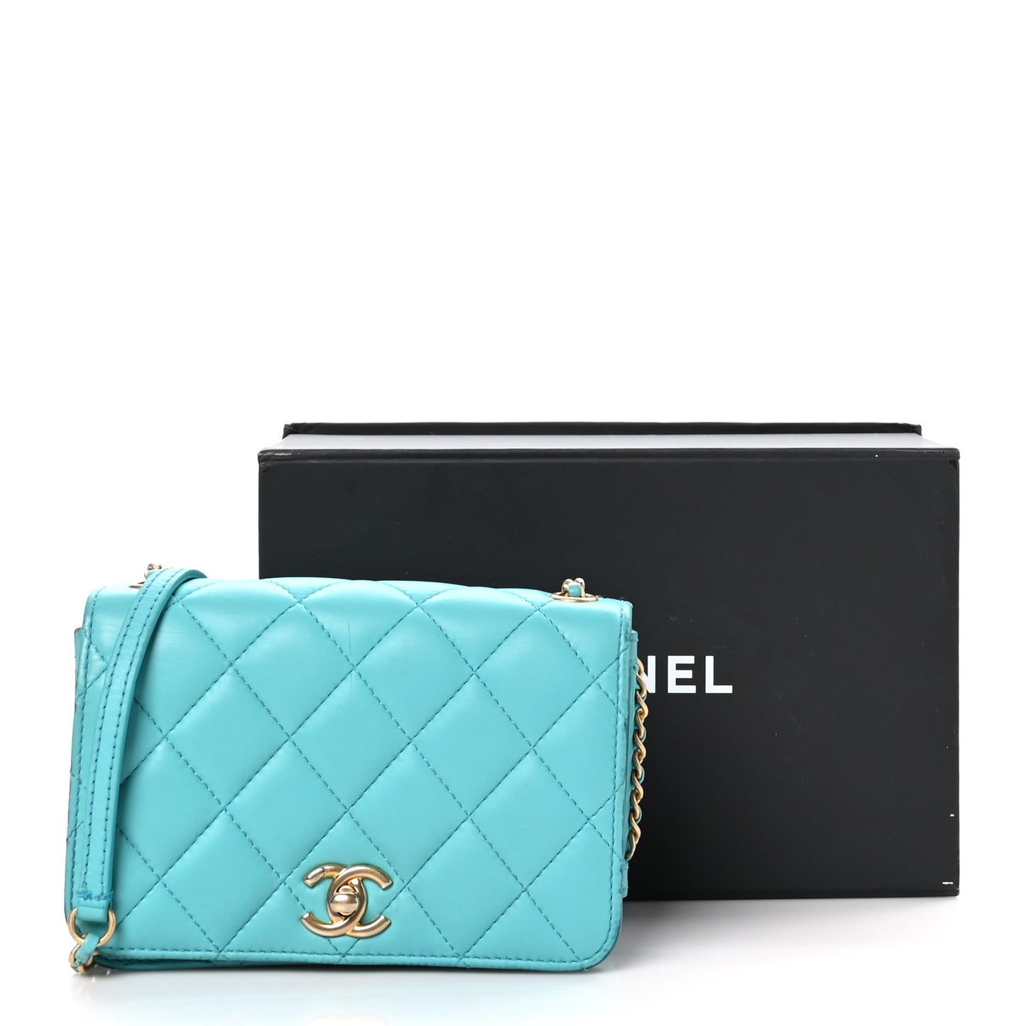 Calfskin Quilted Everyday Chic Single Flap Turquoise