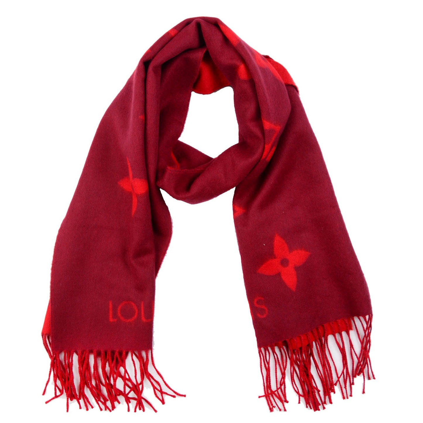 Cashmere Monogram Reykjavik Scarf Cherry
