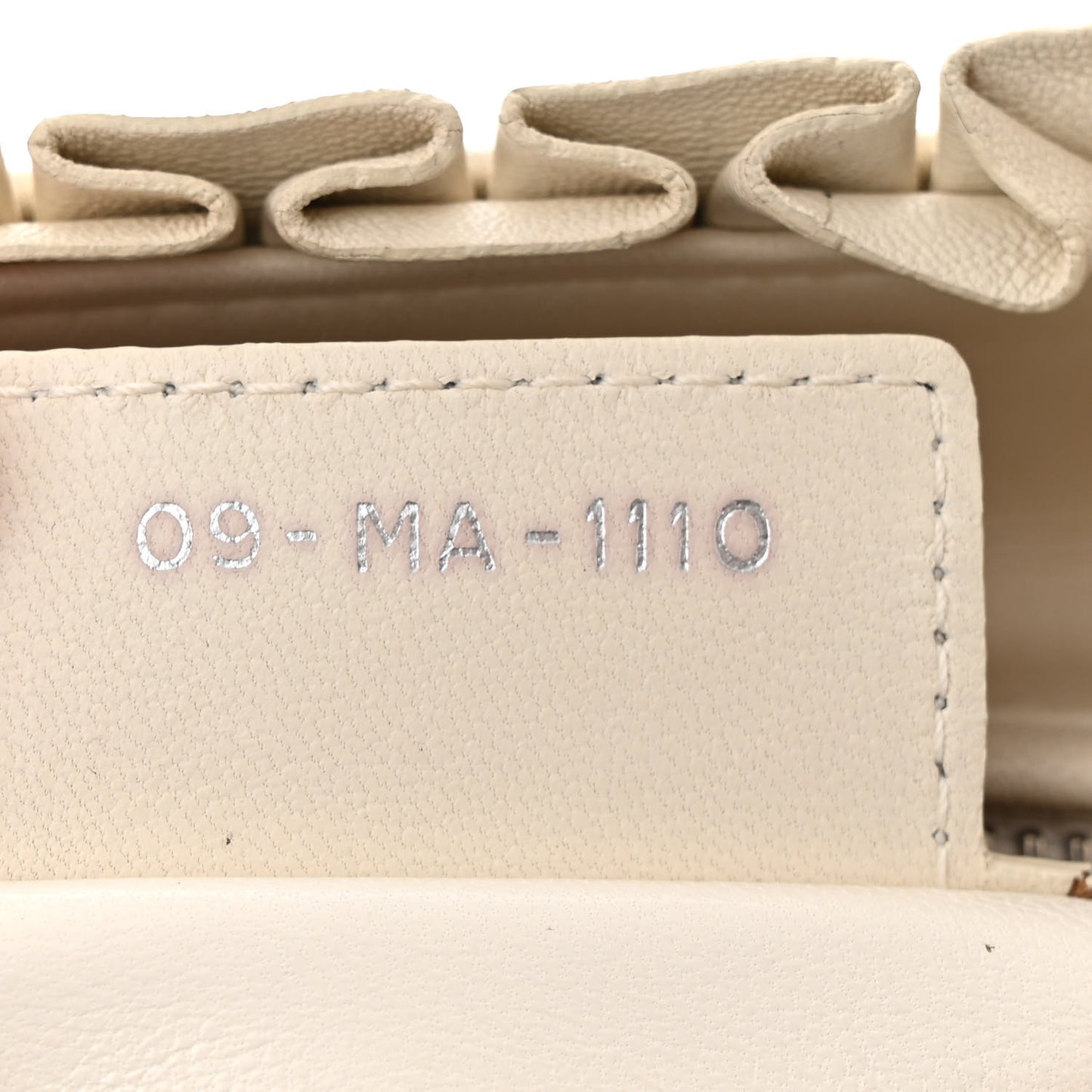 Lambskin Cannage Ruffle Trim Medium Lady Dior Off White
