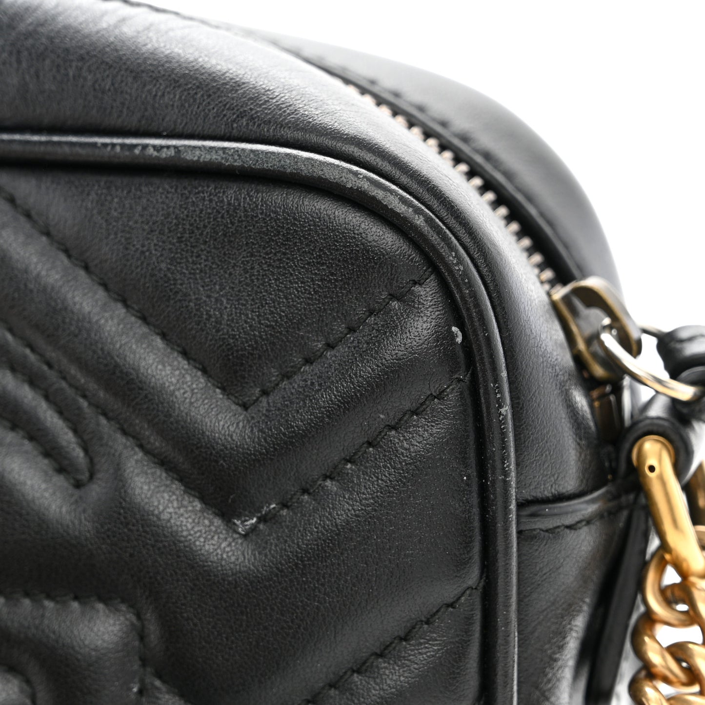 Calfskin Matelasse Mini GG Marmont Chain Shoulder Bag Black