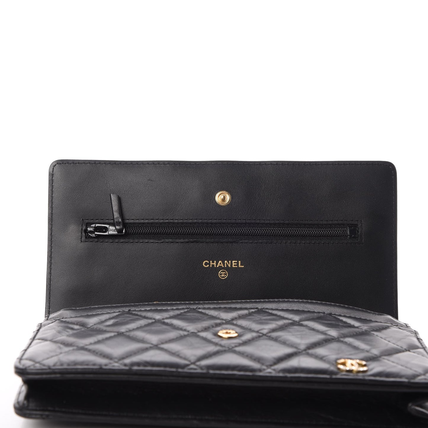 Aged Calfskin Casino 2.55 Reissue Wallet on Chain WOC Black