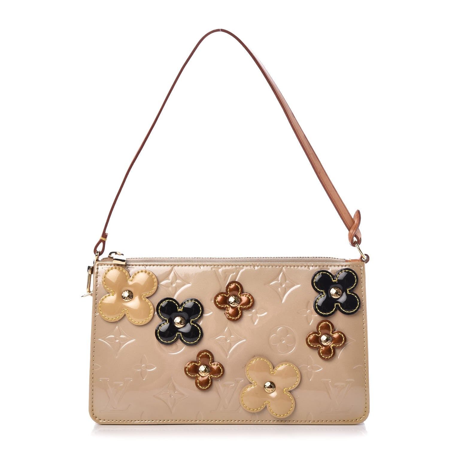 Louis Vuitton Vernis Lexington Fleurs Pochette Beige 308988