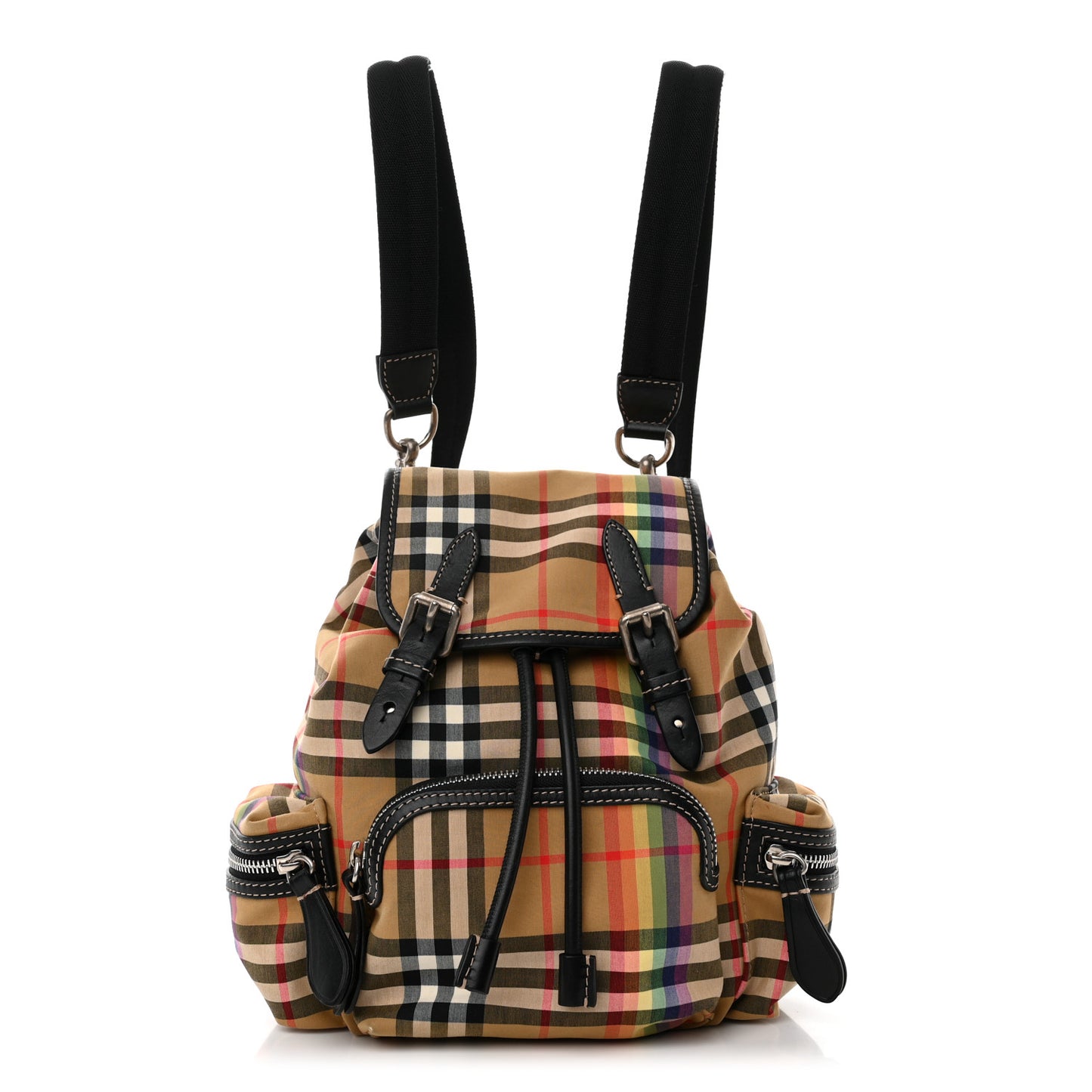 Vintage Rainbow Check Small Rucksack Backpack Antique Yellow