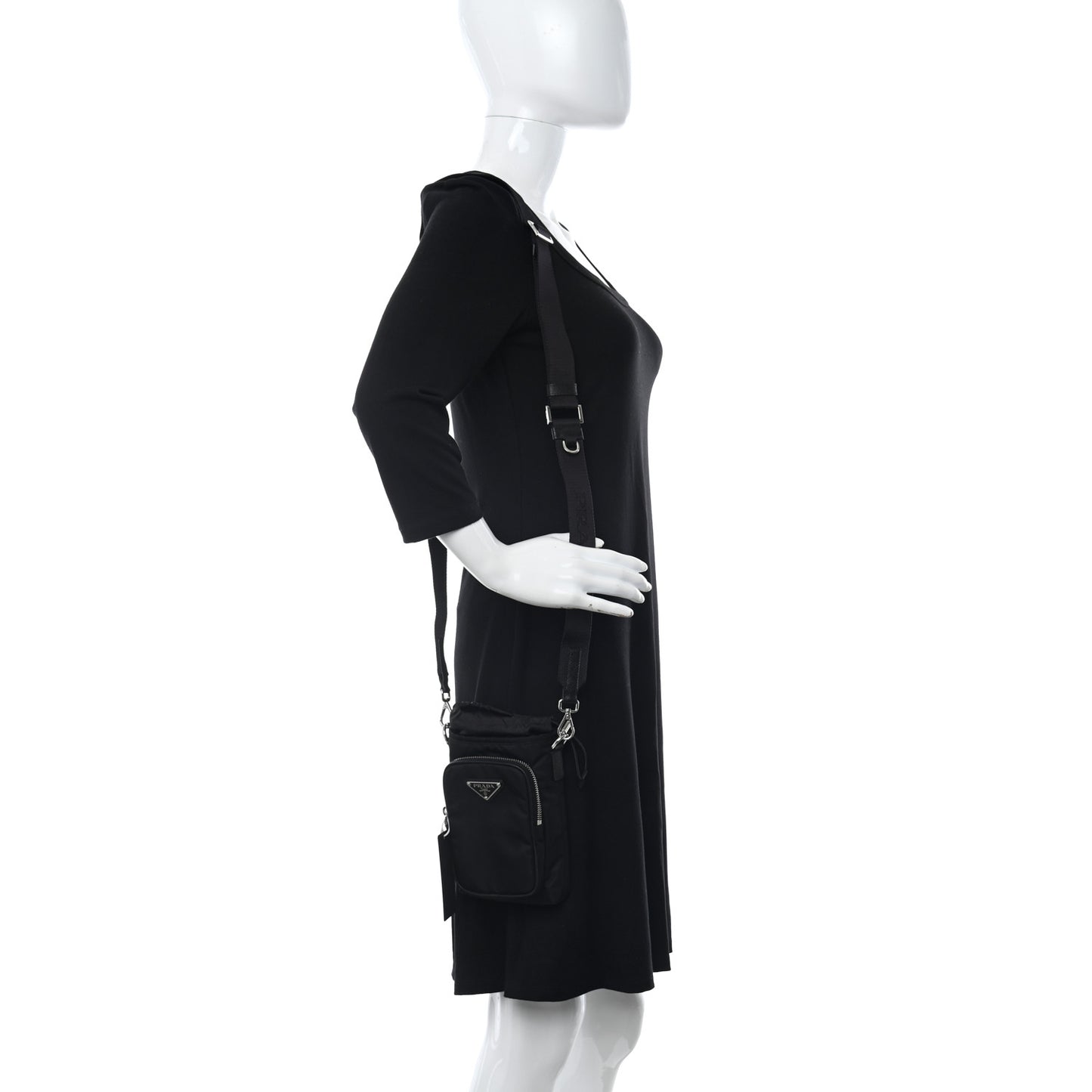 Tessuto Nylon Saffiano Phone Case Crossbody Black