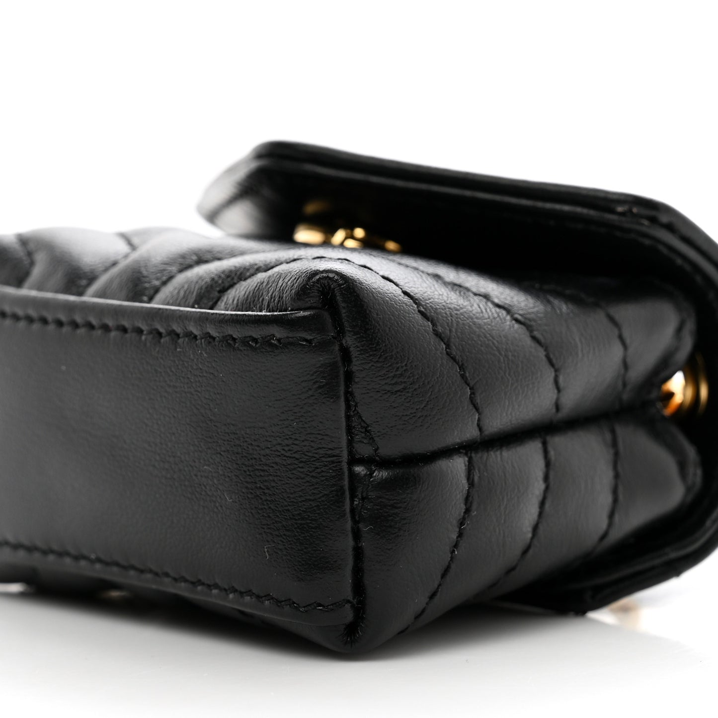 Calfskin Y Quilted Monogram Loulou AirPods Crossbody Case Black