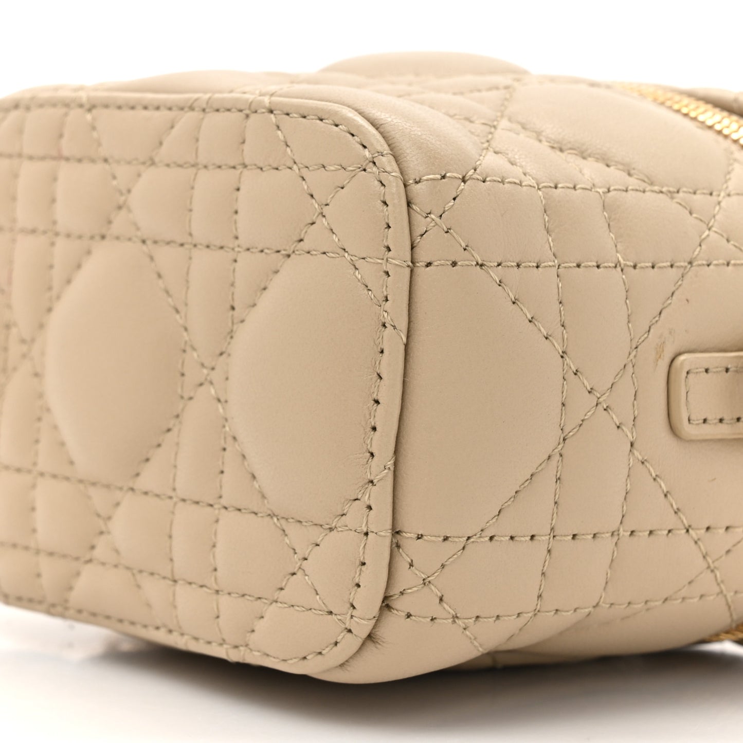 Lambskin Cannage Micro Lady Dior Vanity Case Beige