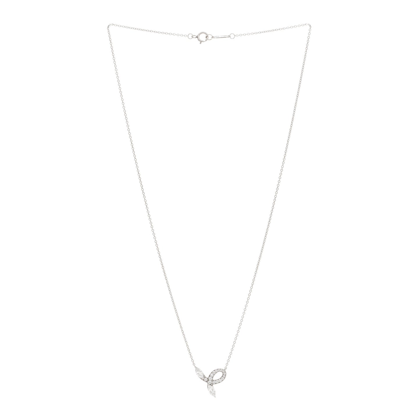 Platinum Diamond Victoria Bow Necklace