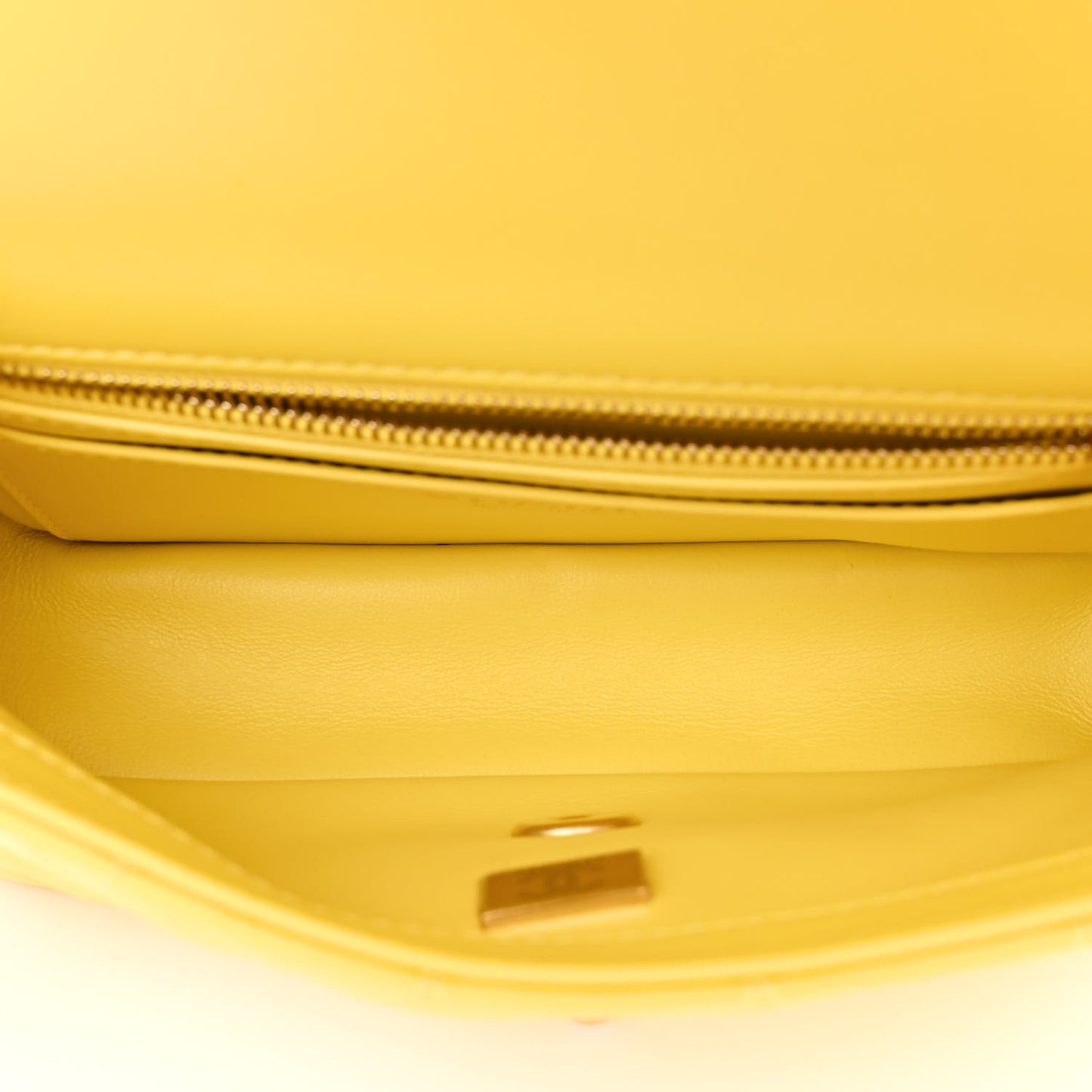 Lambskin Quilted Mini Rectangular Pearl Crush Flap Yellow