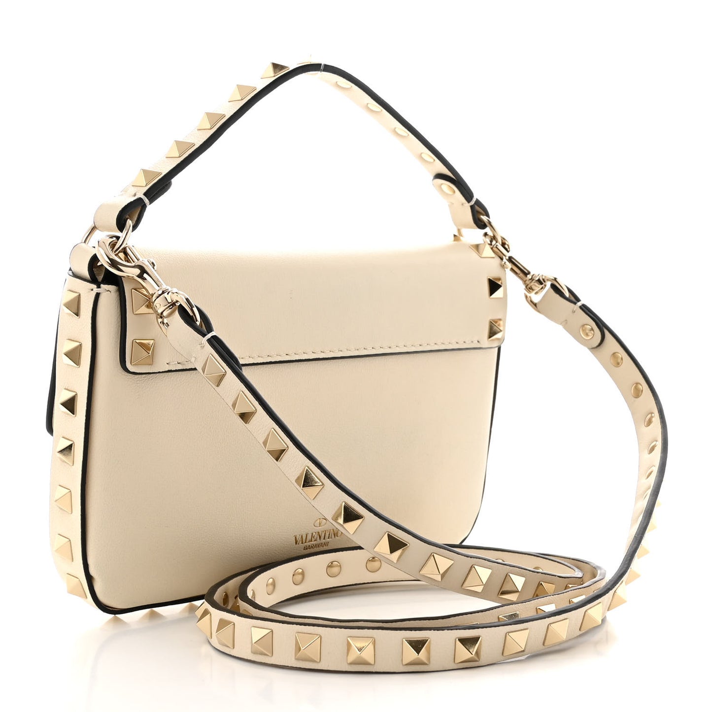 Calfskin Rockstud Crossbody Pouch Light Ivory