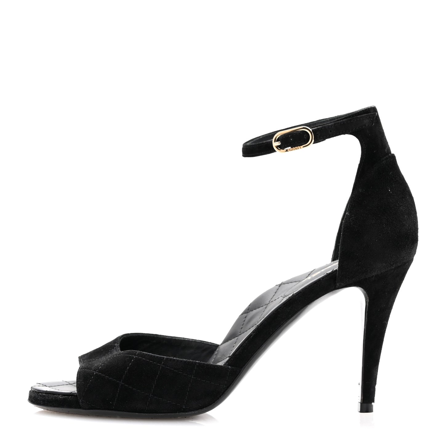 Suede Quilted Logo Sandals 38.5 Black