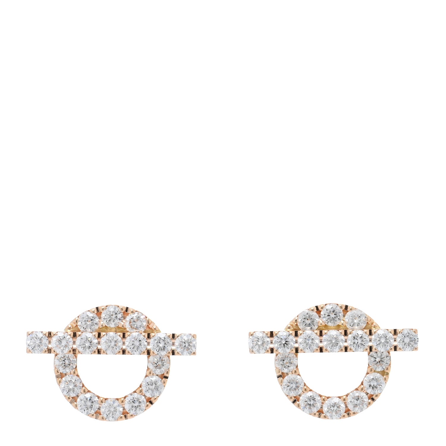 Hermes 18K Rose Gold Diamond Finesse Earrings 1 of 4