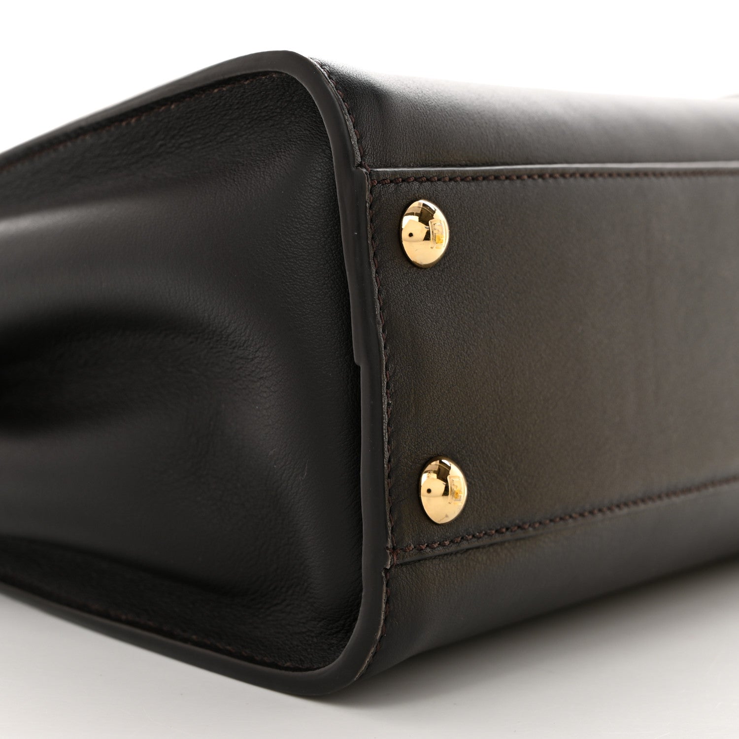 Fendi Vitello Seta Nabuk Pequin Mini Peekaboo Iconic Satchel Ebano Tobacco Moro 10 of 11
