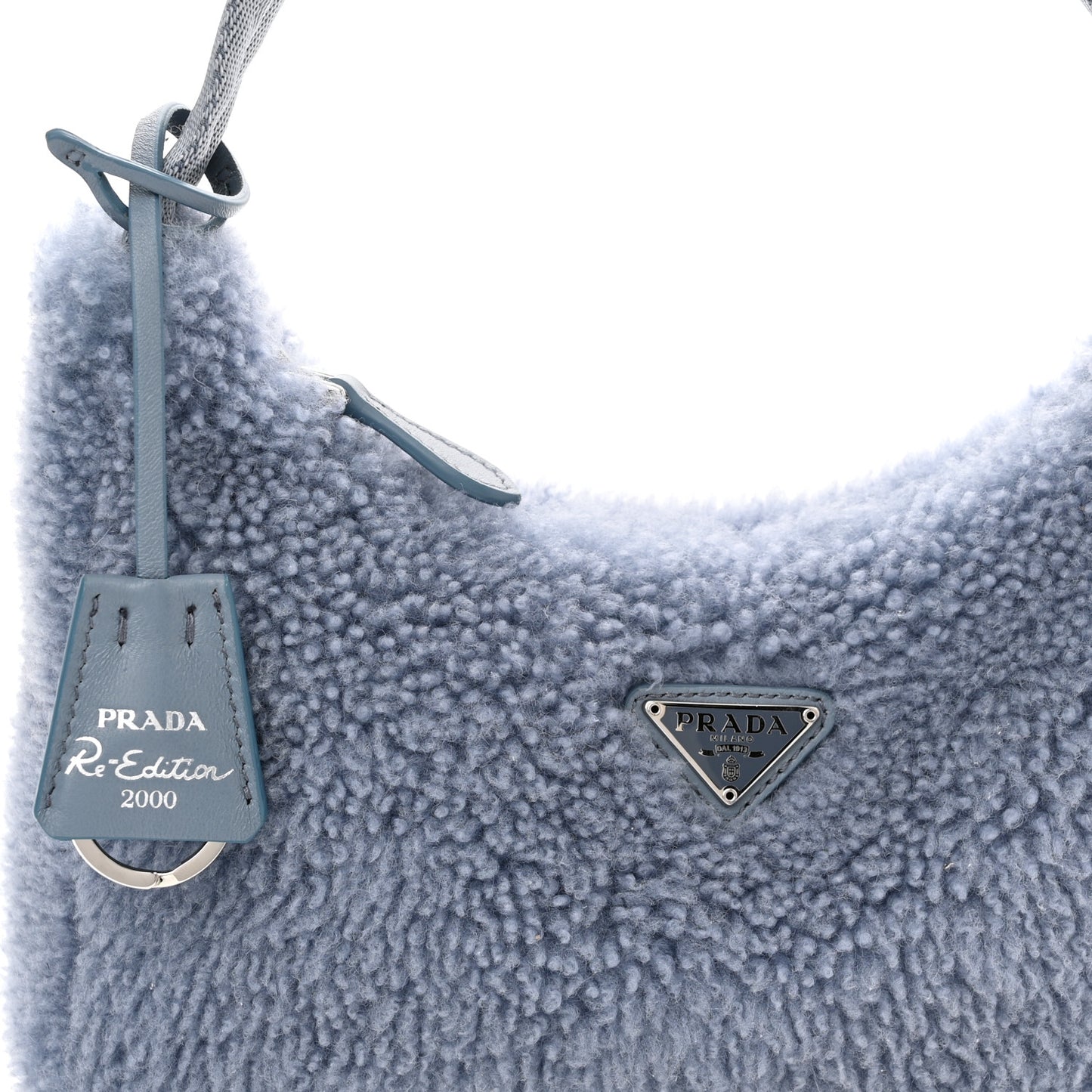 Shearling Mini Re-Edition 2000 Bag Pervinca