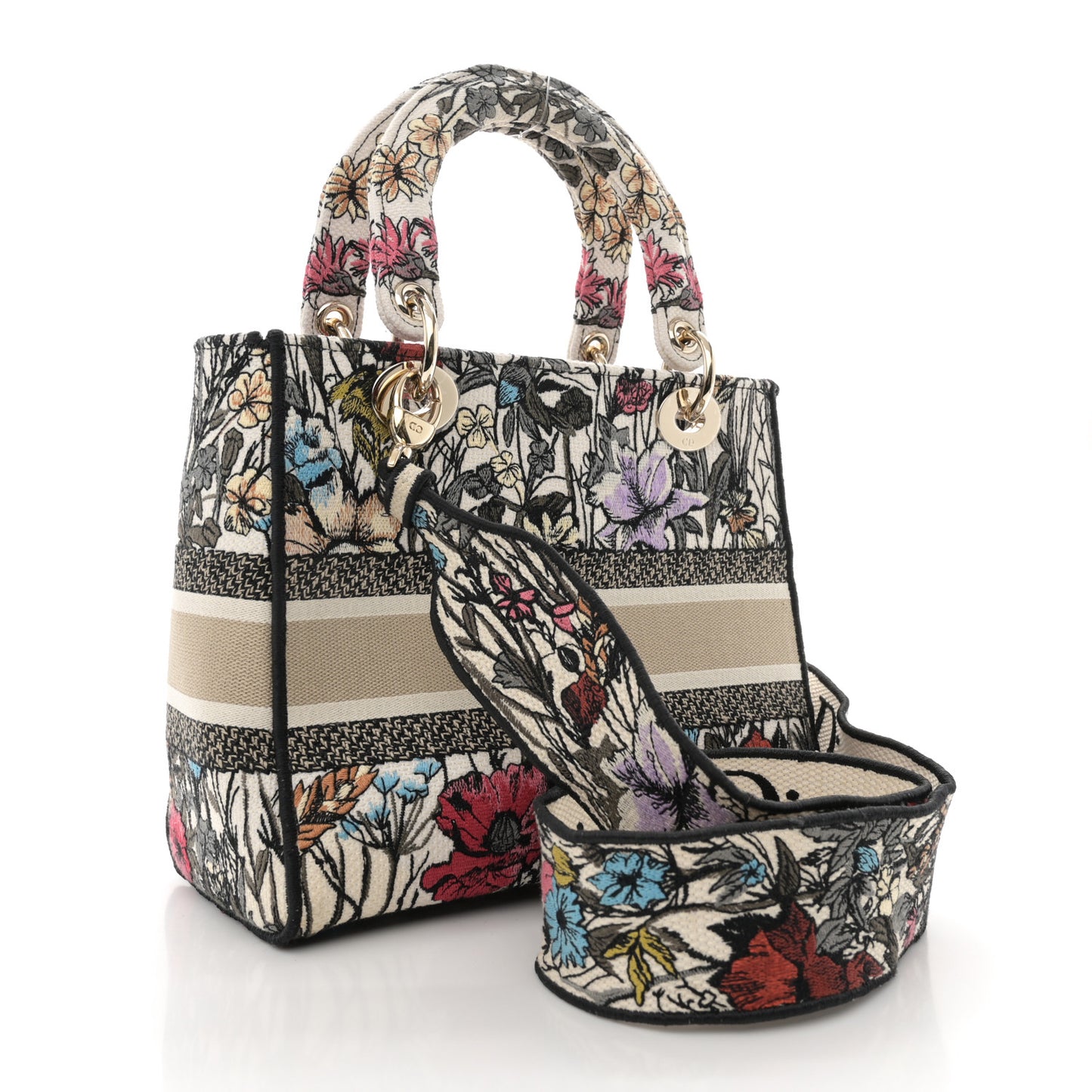 Canvas Embroidered Mille Fleurs Medium Lady D-Lite Multicolor