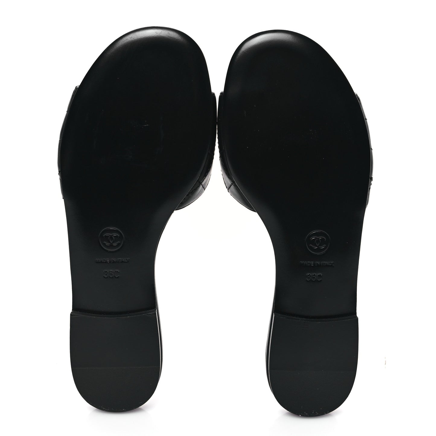 Lambskin Quilted CC Turnlock Sandals 36 Black