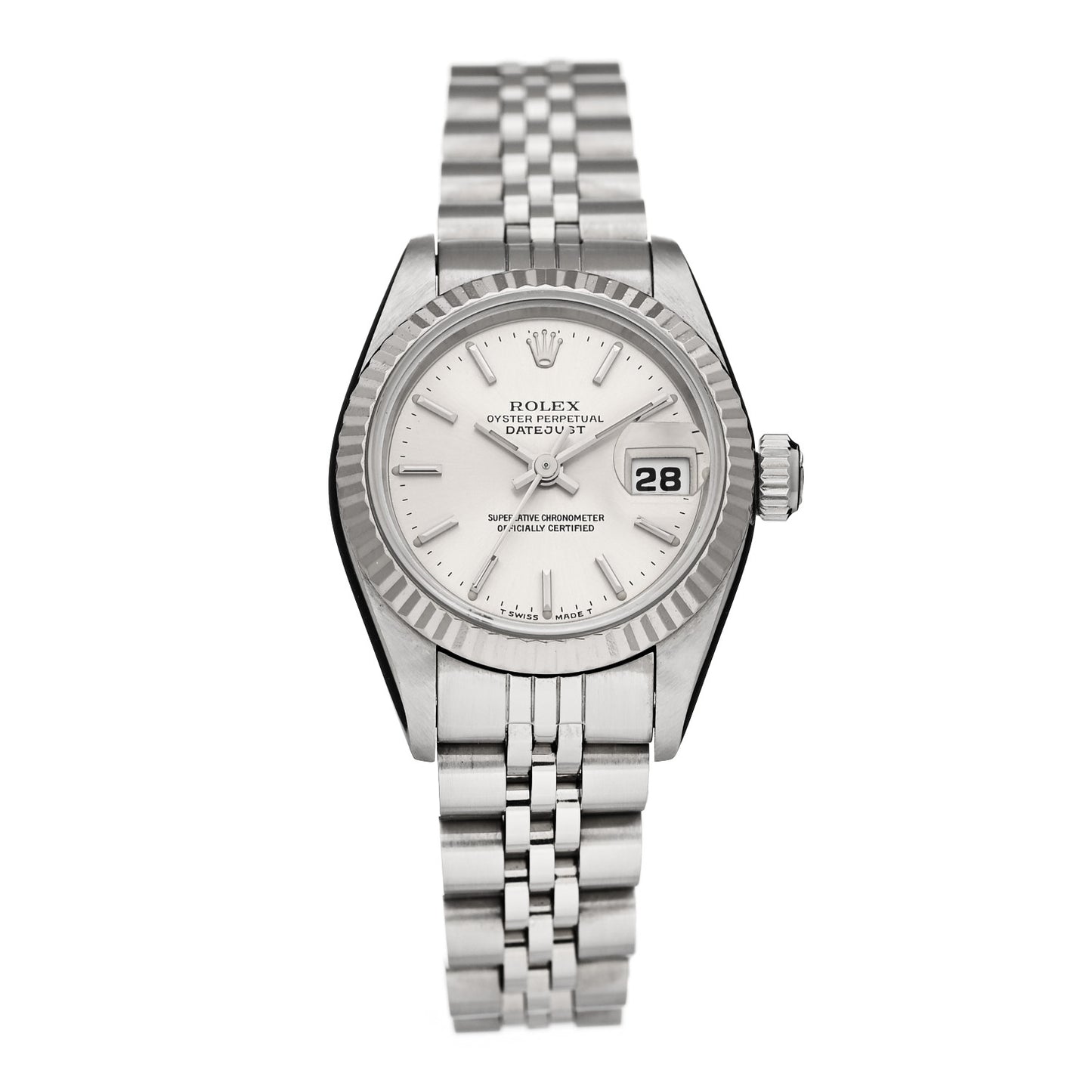 Stainless Steel 18K White Gold 26mm Oyster Perpetual Datejust Watch Silver 69174