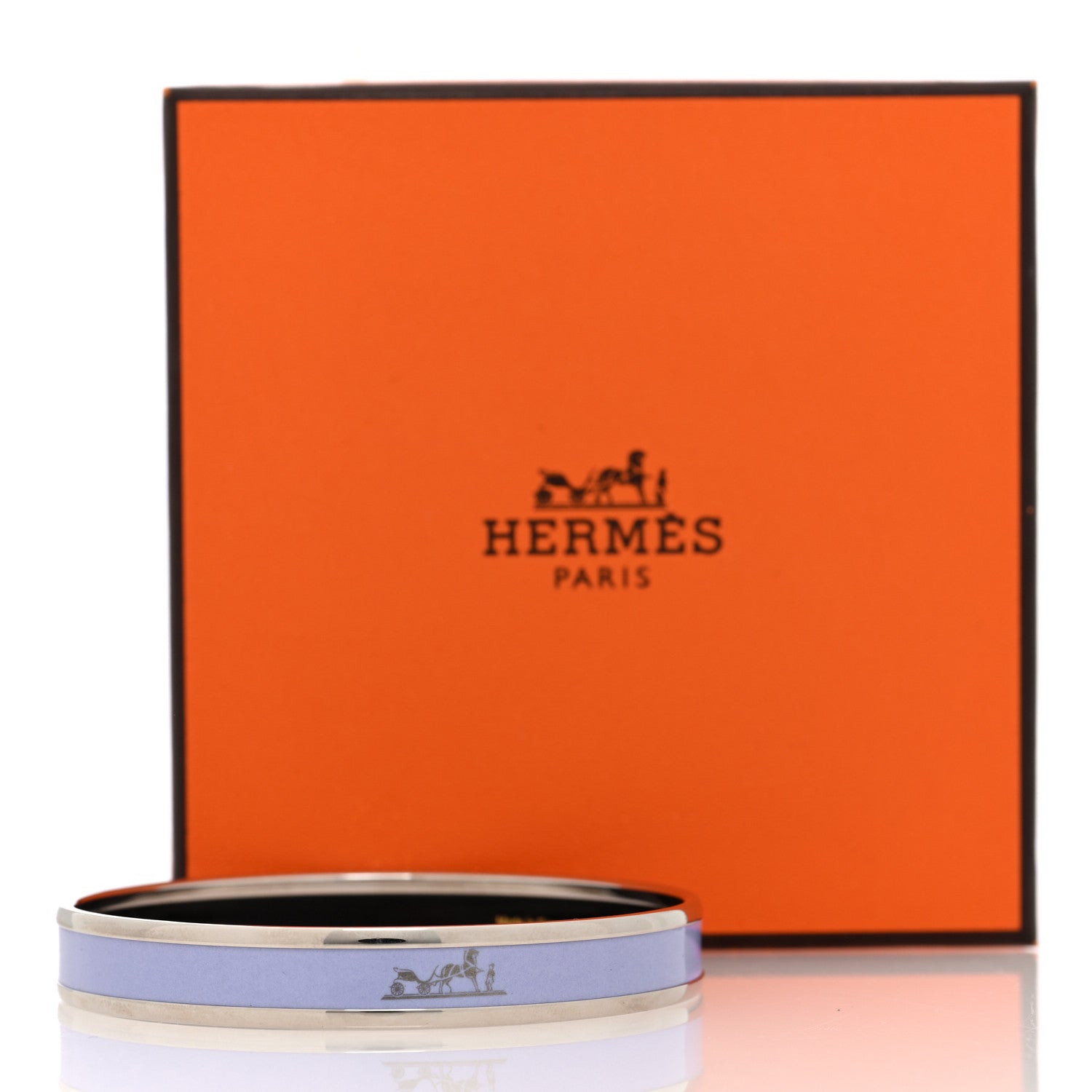 Hermes Enamel Printed Narrow Caleche Bracelet 62 Bleu Lin 5 of 5