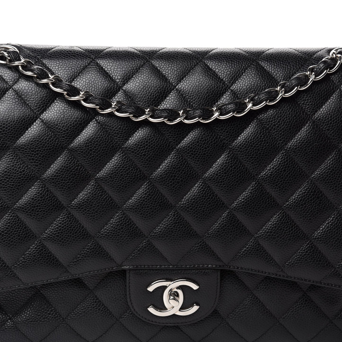 Caviar Quilted Maxi Double Flap Black