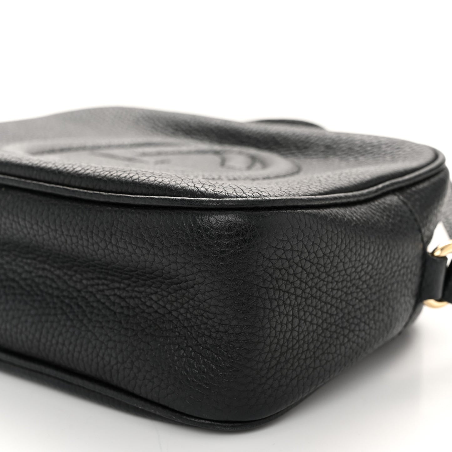 Pebbled Calfskin Small Soho Disco Bag Black