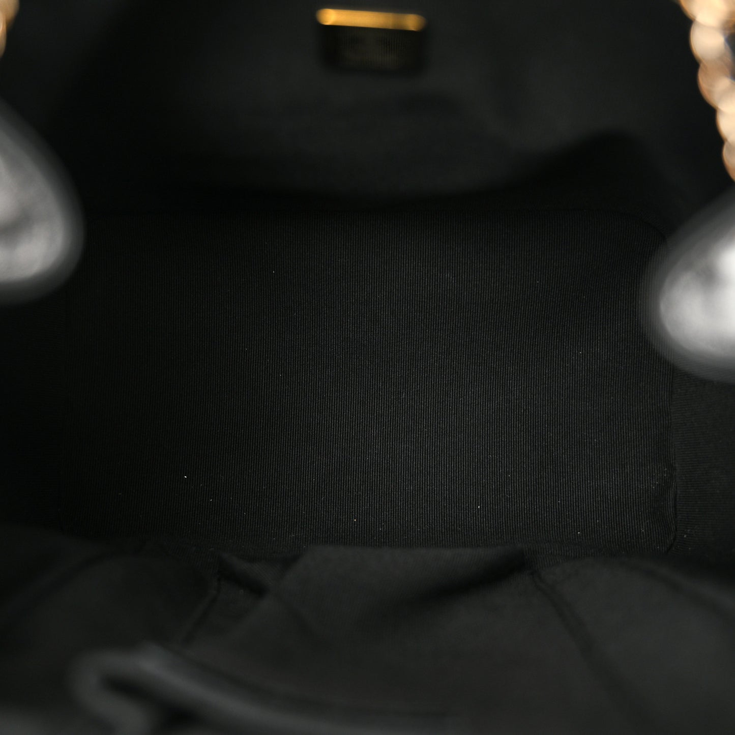 Lambskin Quilted Large Duma Drawstring Backpack Black