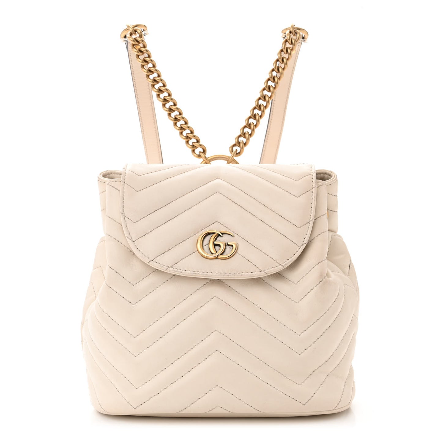 Calfskin Matelasse GG Marmont Flap Backpack White