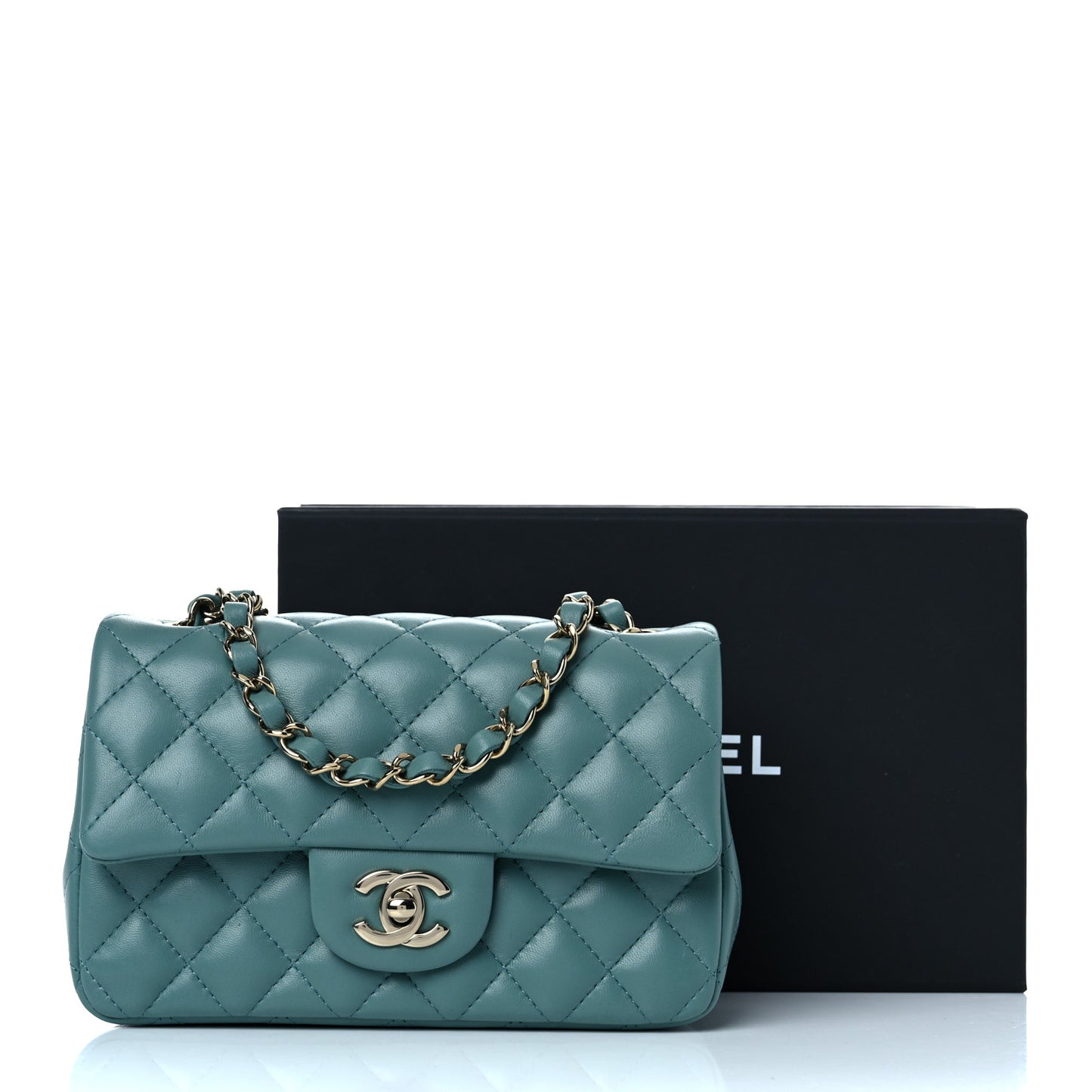 Lambskin Quilted Mini Rectangular Flap Green