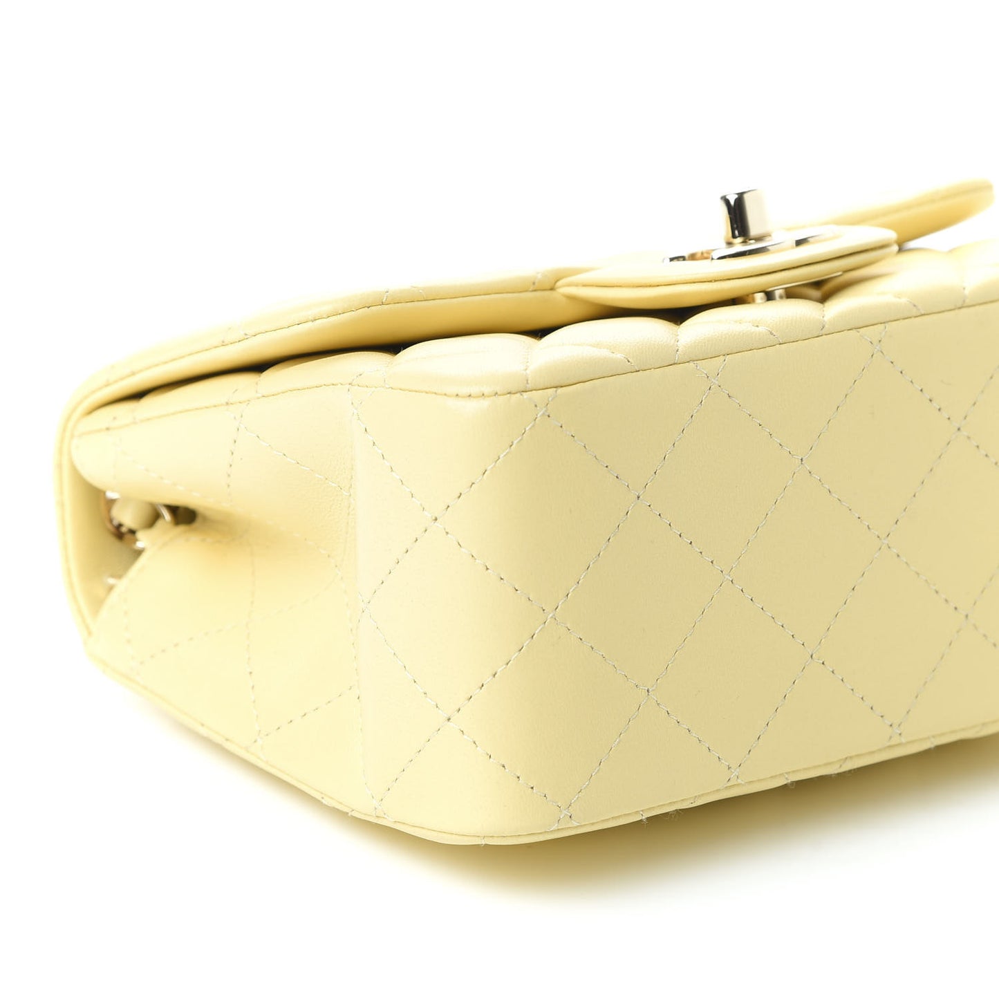 Lambskin Quilted Mini Square Flap Light Yellow