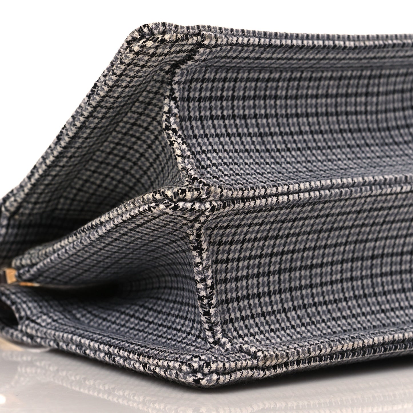 Wool Fabric Jacquard Cuoio Small Houndstooth FF 1974 Petite Peekaboo I SEE U Satchel Grey Black