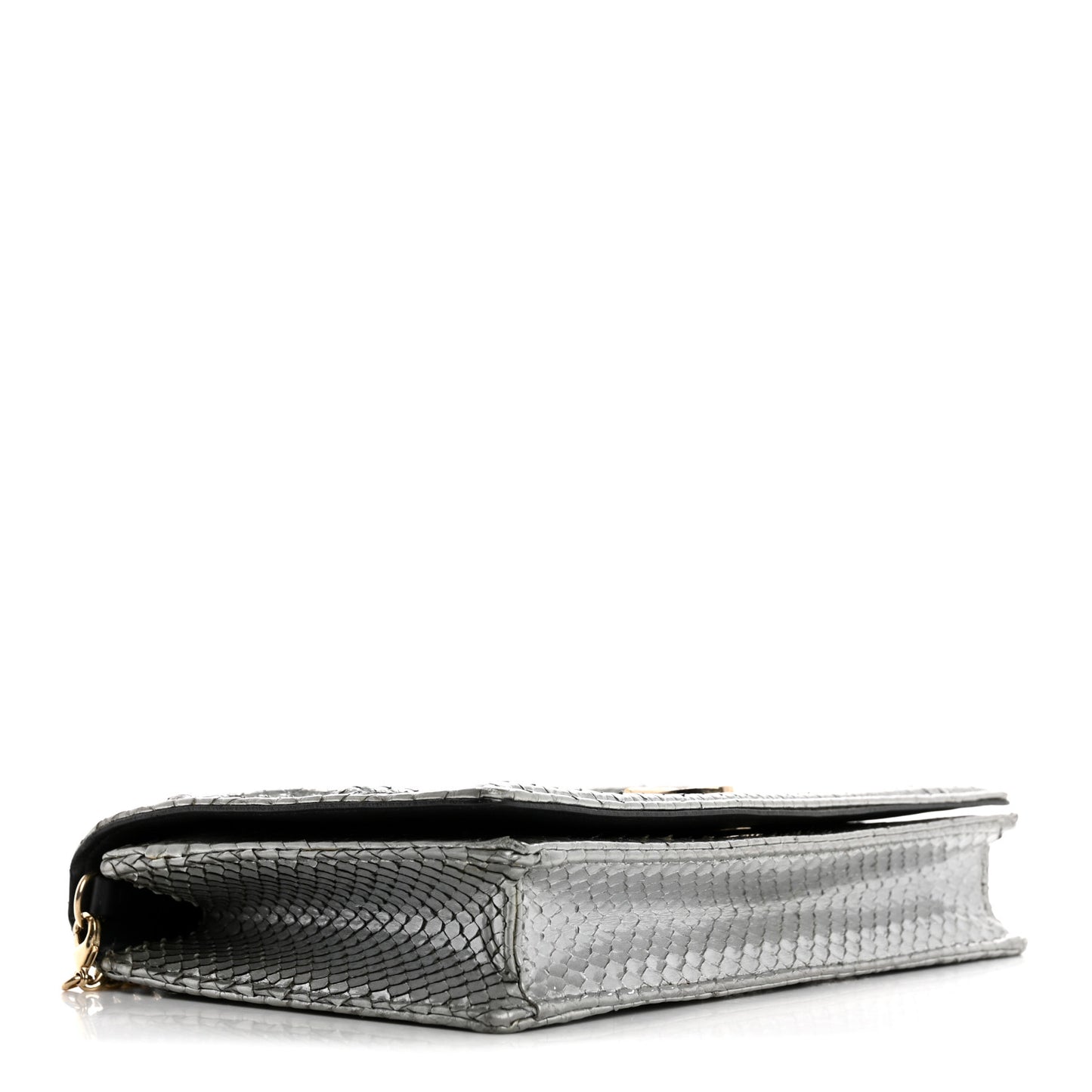 Snakeskin Diorama Wallet on Chain Pouch Silver