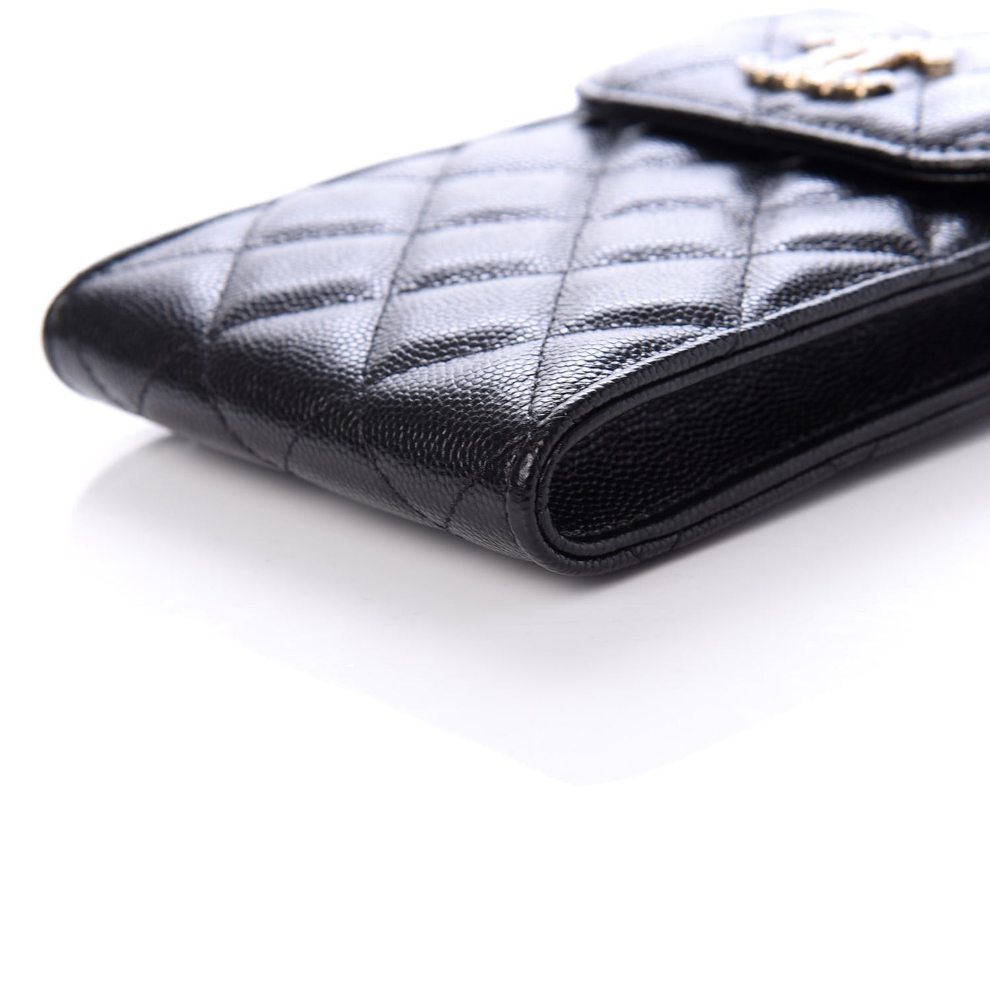 Caviar Quilted Crystal CC Airpods Pro and Phone Case With Chain Black