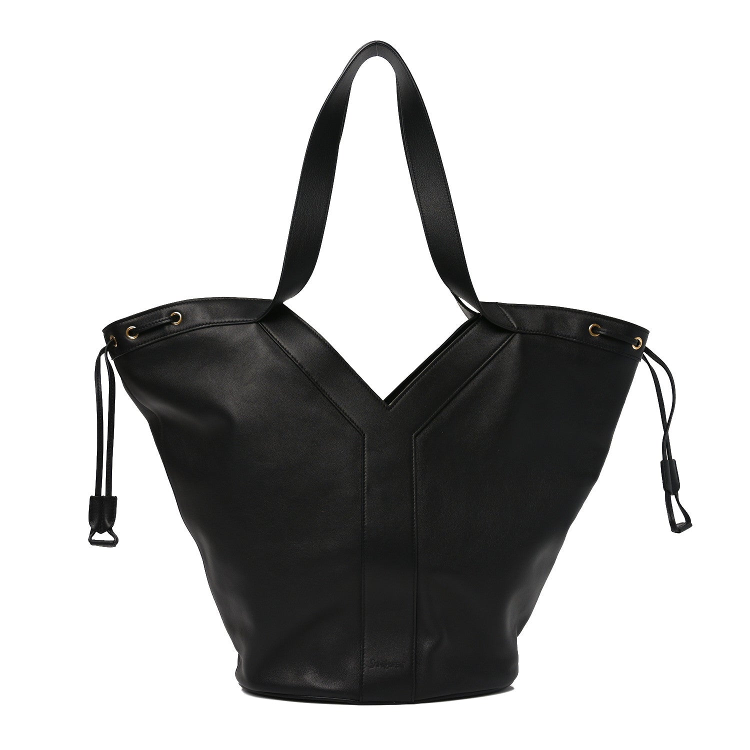 Saint Laurent Santorini Lux Calfskin Y Drawstring Tote Black