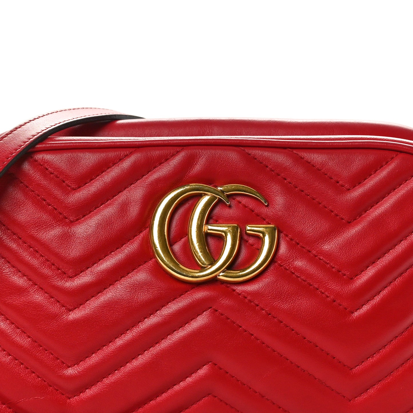 Calfskin Matelasse Small GG Marmont Chain Shoulder Bag Hibiscus Red