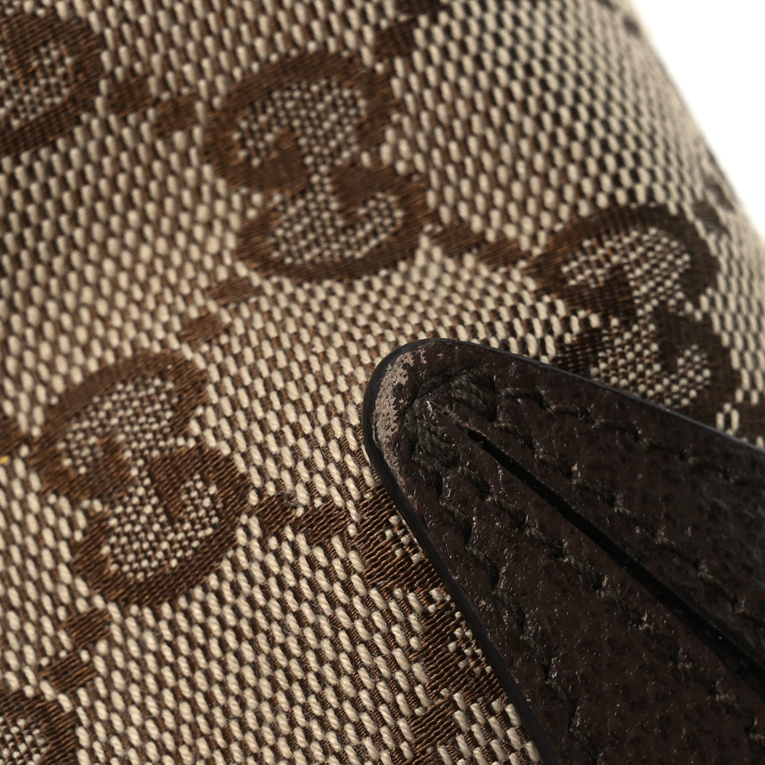 Gucci Monogram Textured Dollar Calfskin Heavy Grosgrain Web Small Maxi Horsebit Chain Shoulder Bag Beige Ebony New Acero 12 of 15