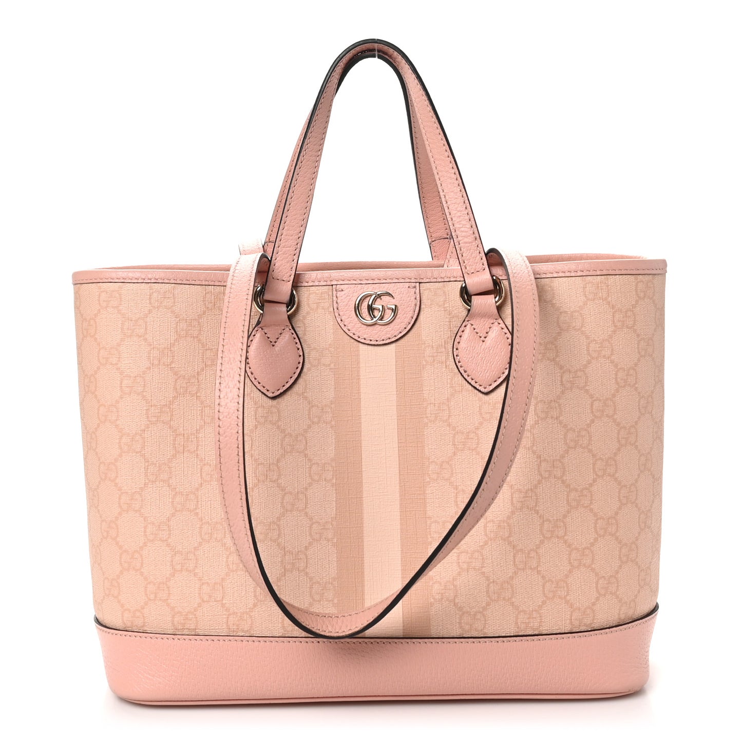GG Supreme Monogram Textured Dollar Calfskin Medium Ophidia Shoulder Tote Bag Rose Pink