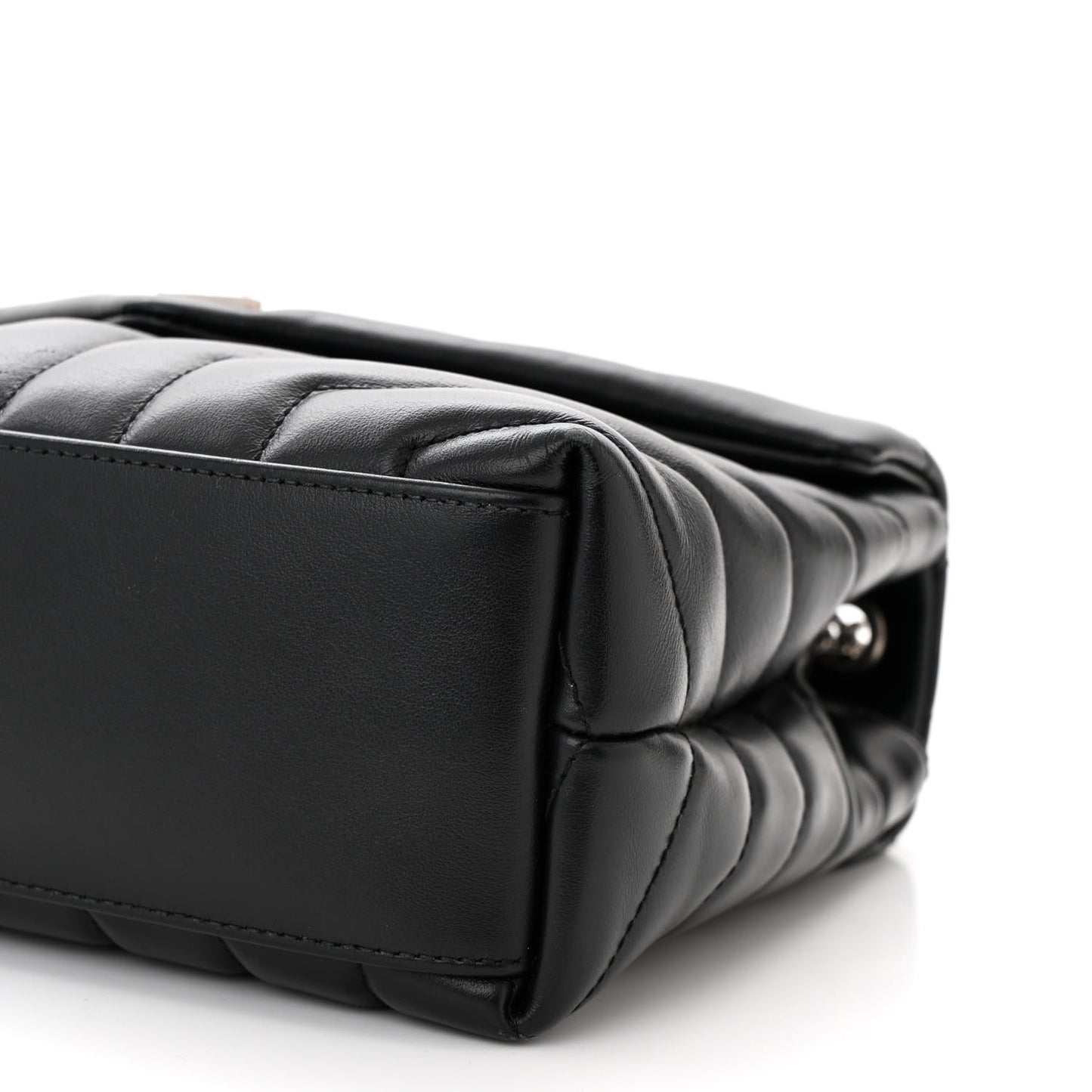 Calfskin Y Quilted Monogram Small Loulou Chain Satchel Black