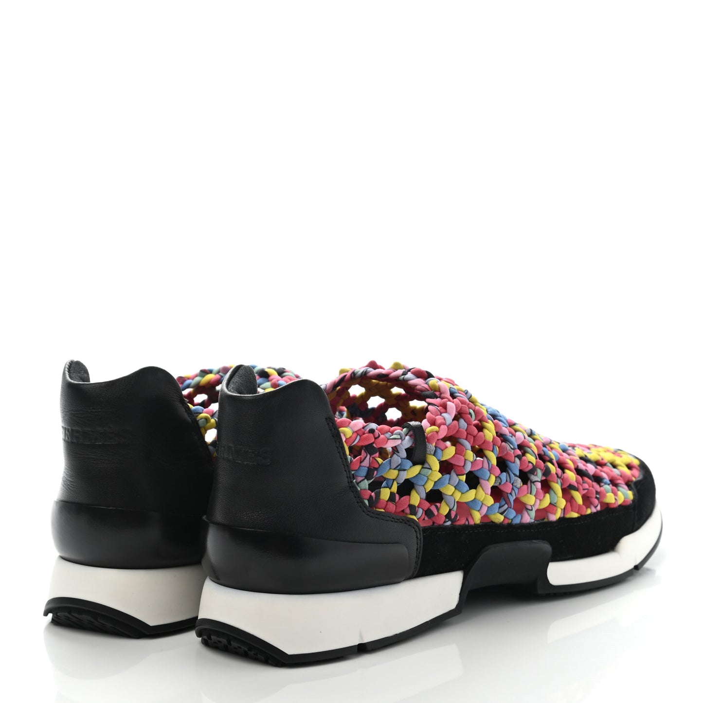 Jersey Braided Velvet Goatskin Womens Rush Festival Sneakers 37.5 Rouge Multicolor