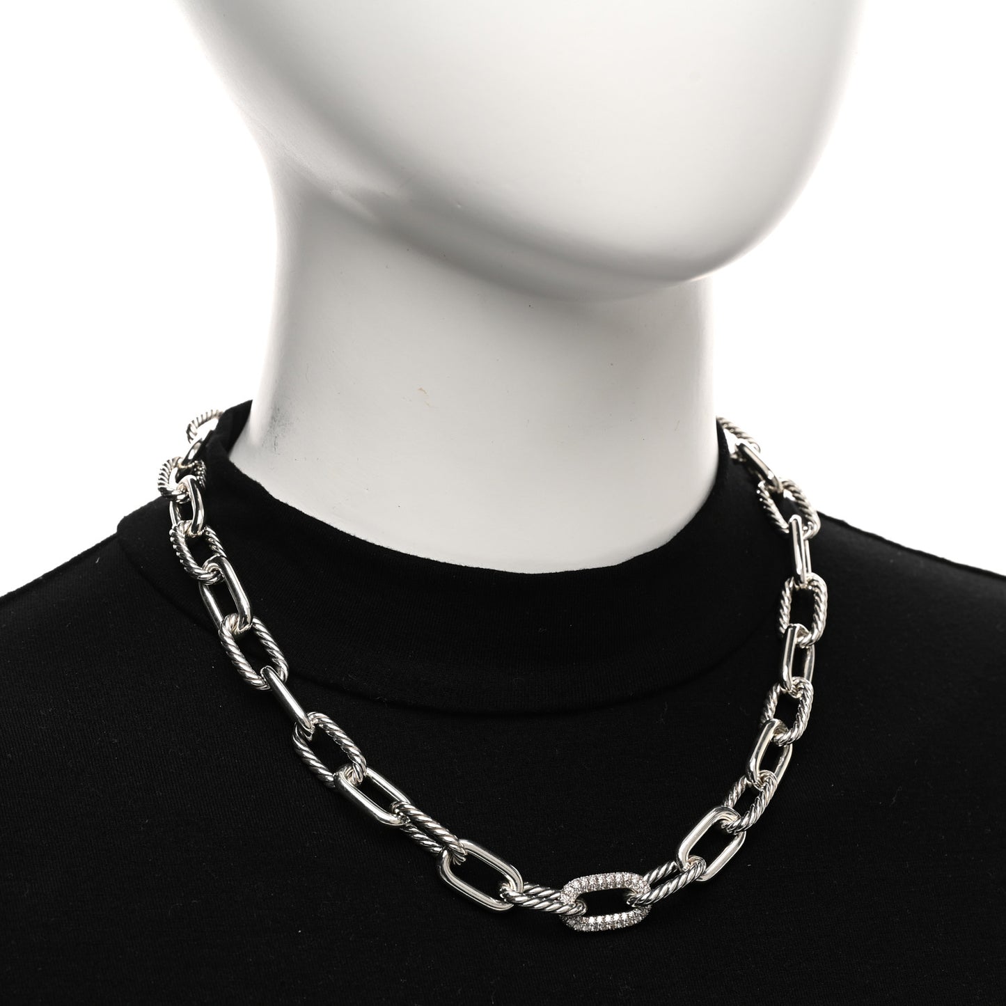 Sterling Silver Diamond 11mm Madison Chain Necklace