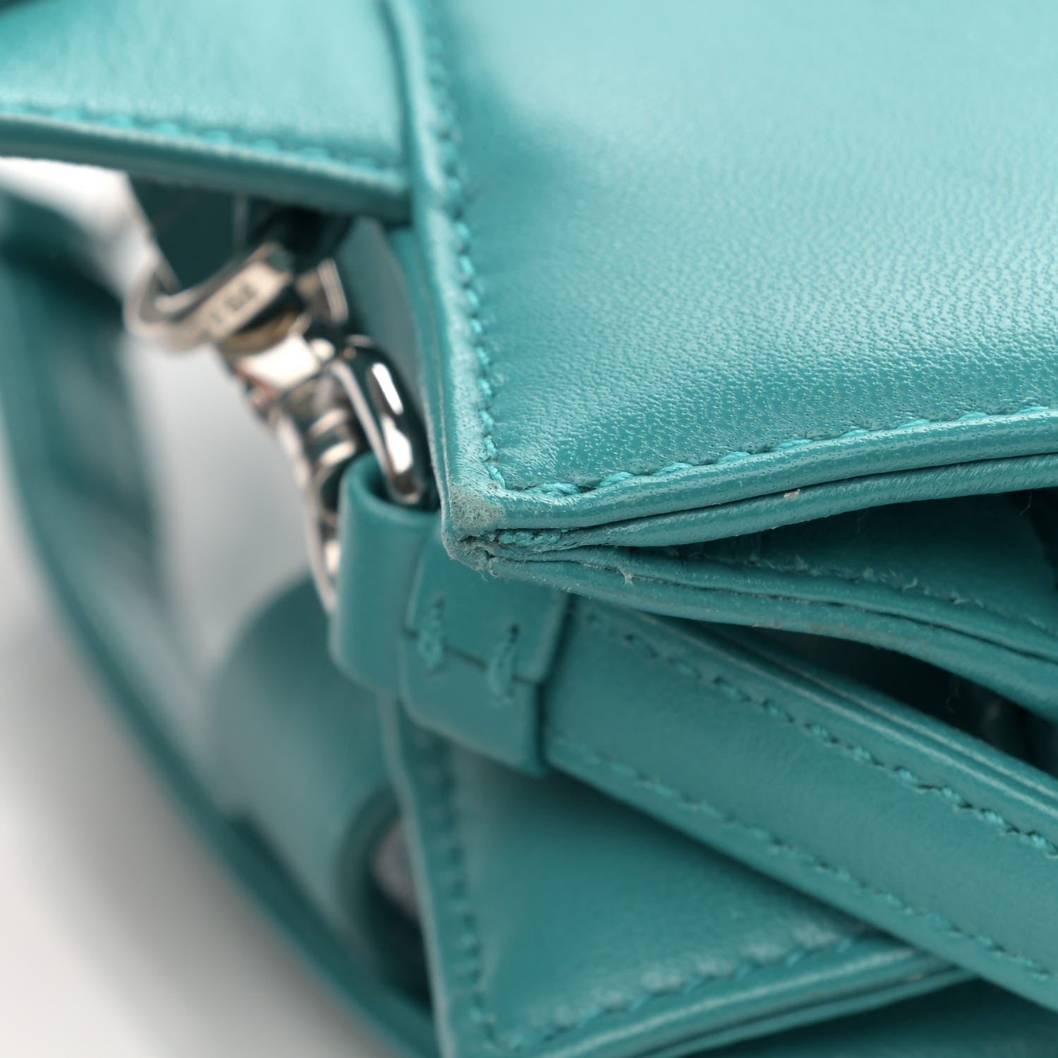 Prada Nappa Triangle Pocket Small Tote Bag Teal 16 of 16