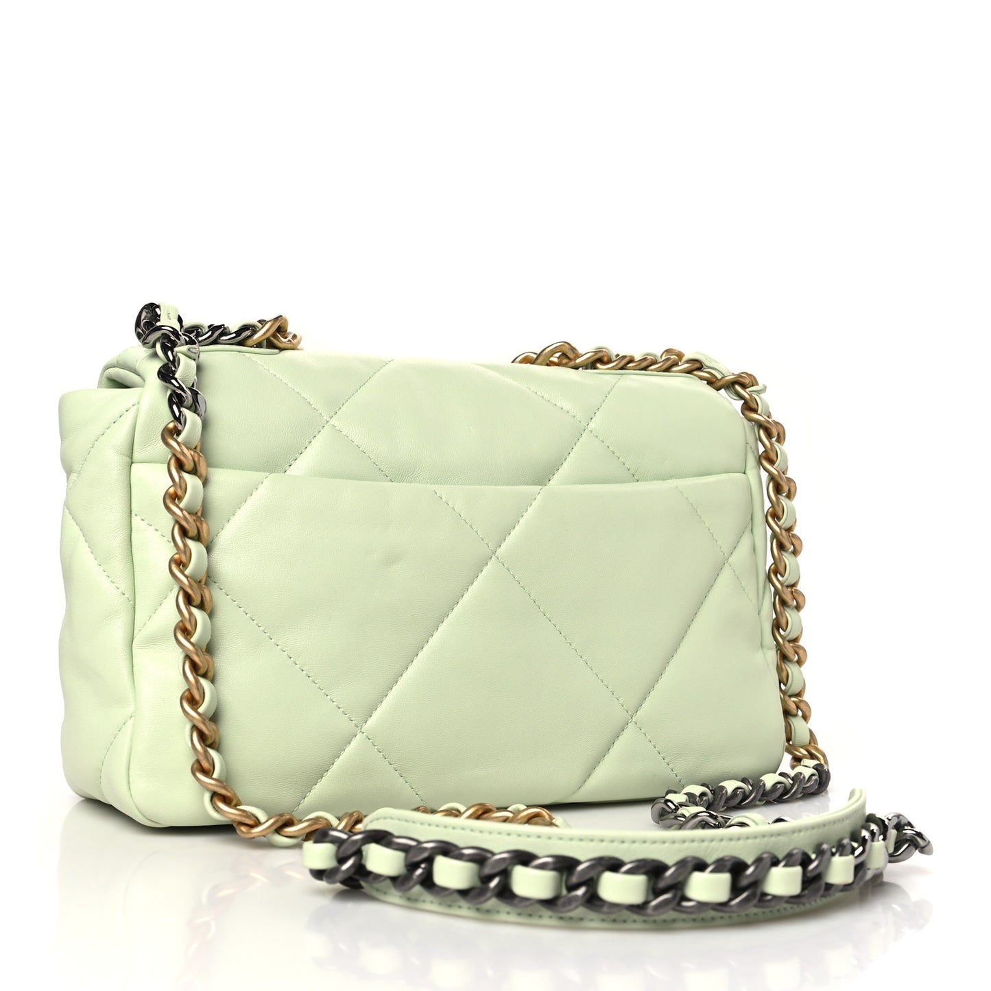 Lambskin Quilted Medium Chanel 19 Flap Light Green