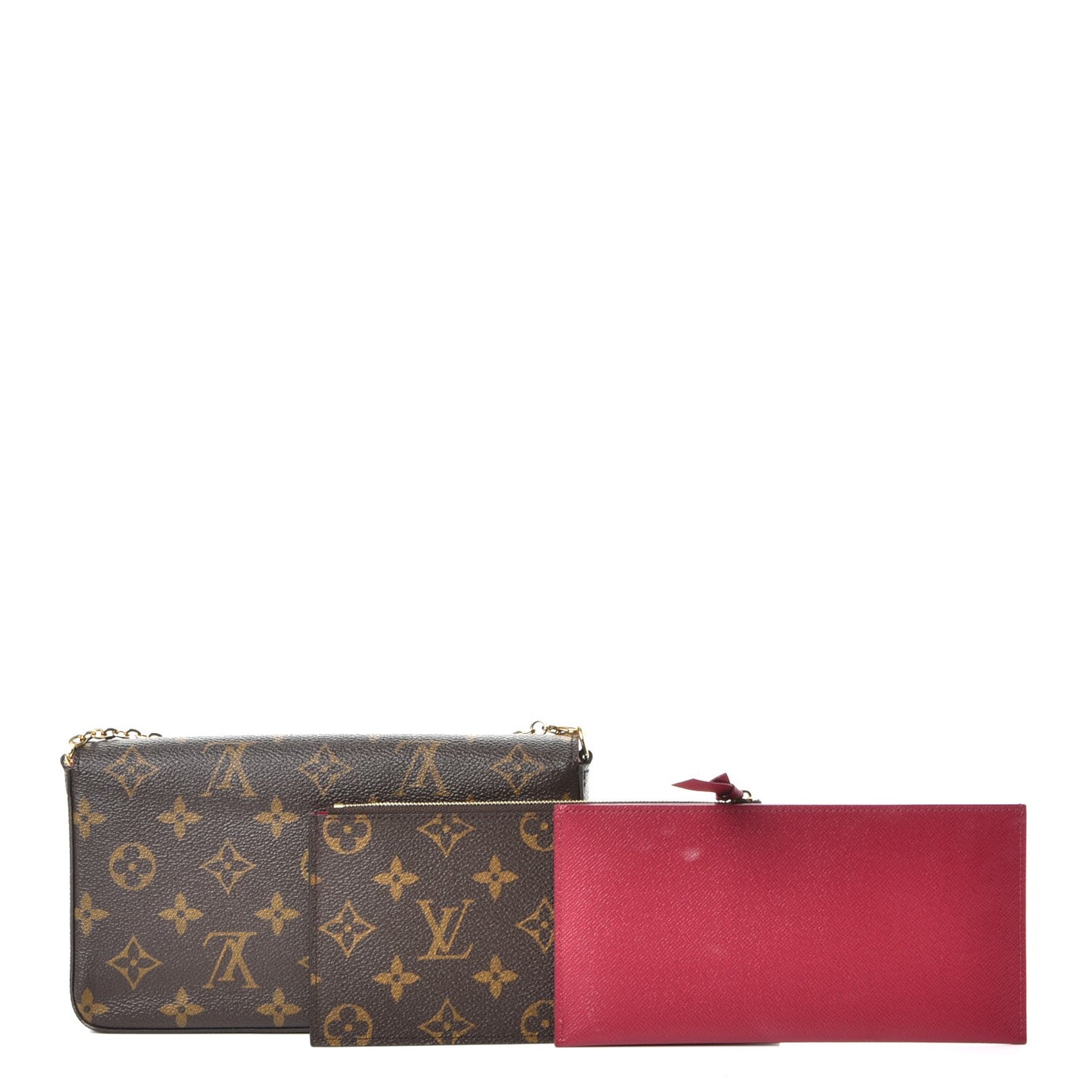 Monogram Pochette Felicie Chain Wallet Fuchsia