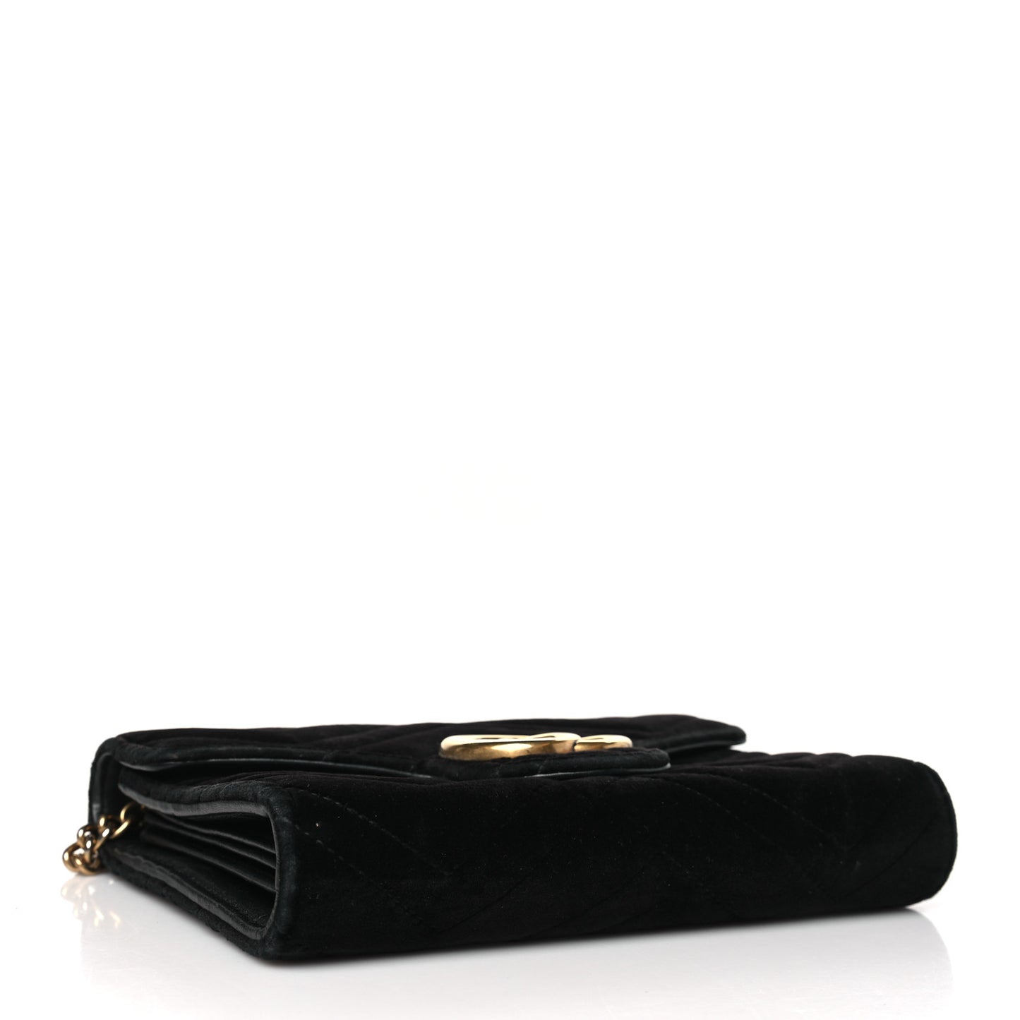 Velvet Matelasse GG Marmont Chain Wallet Black