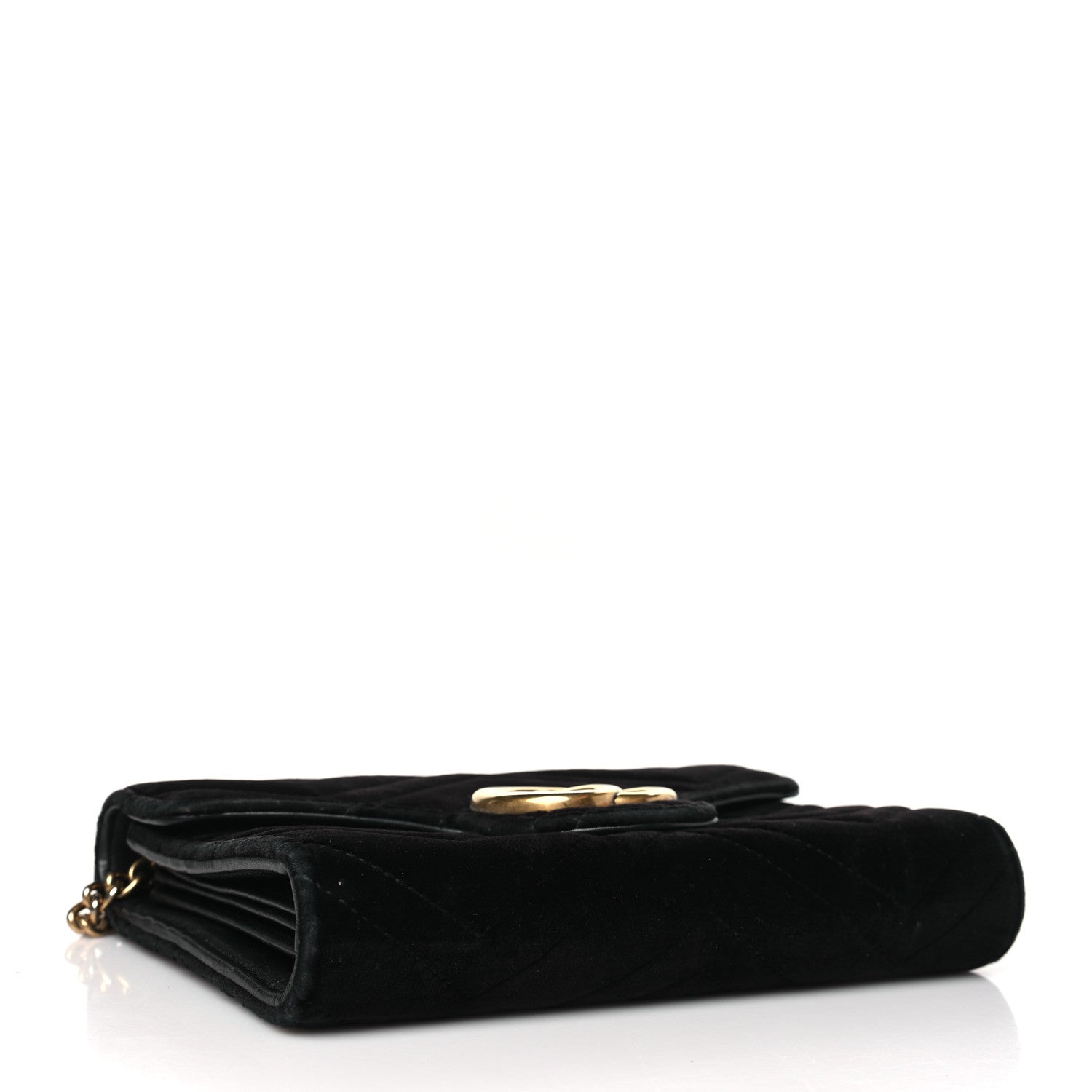 Gucci Velvet Matelasse GG Marmont Chain Wallet Black 4 of 12