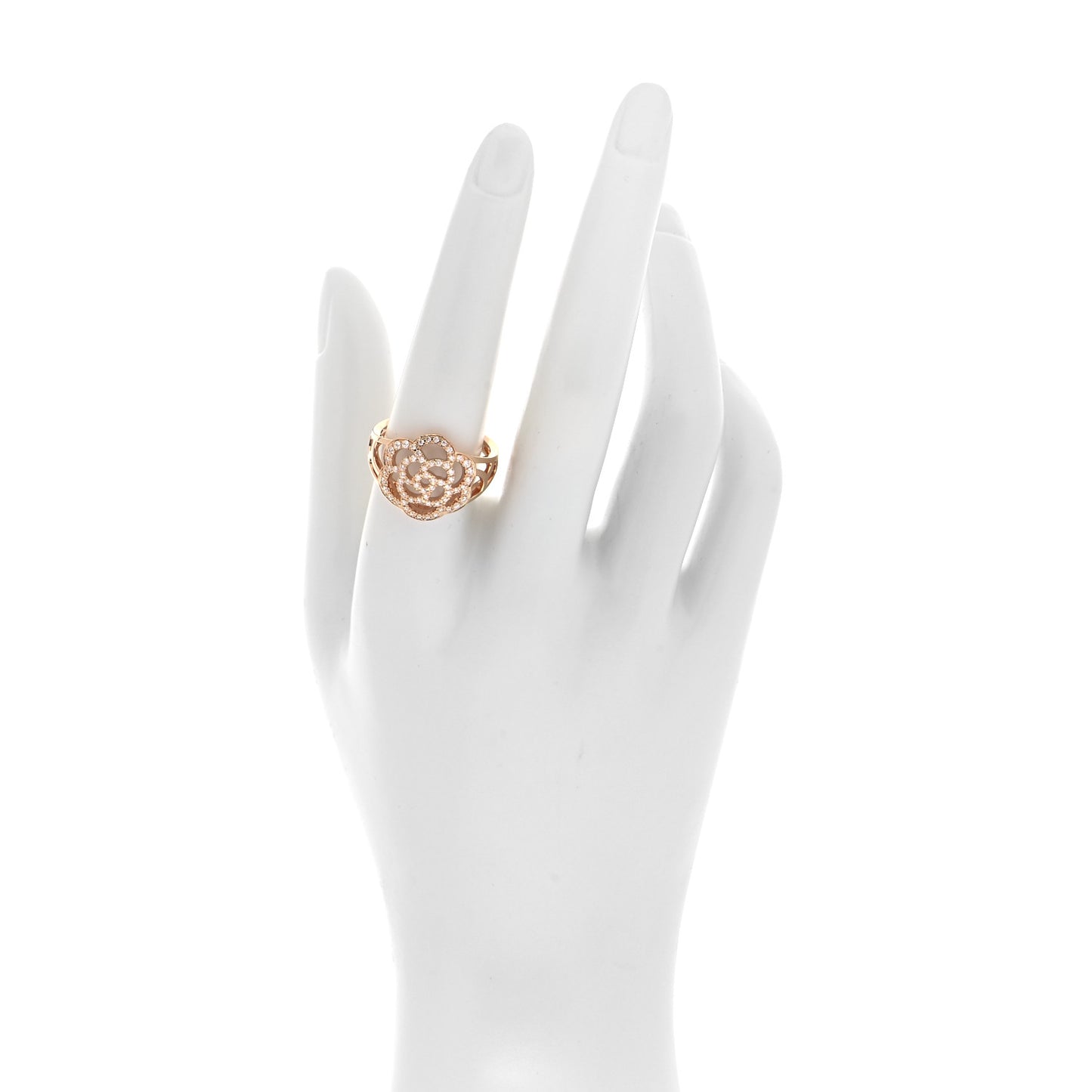 18K Rose Gold Diamond Camellia Ring 58 8.5